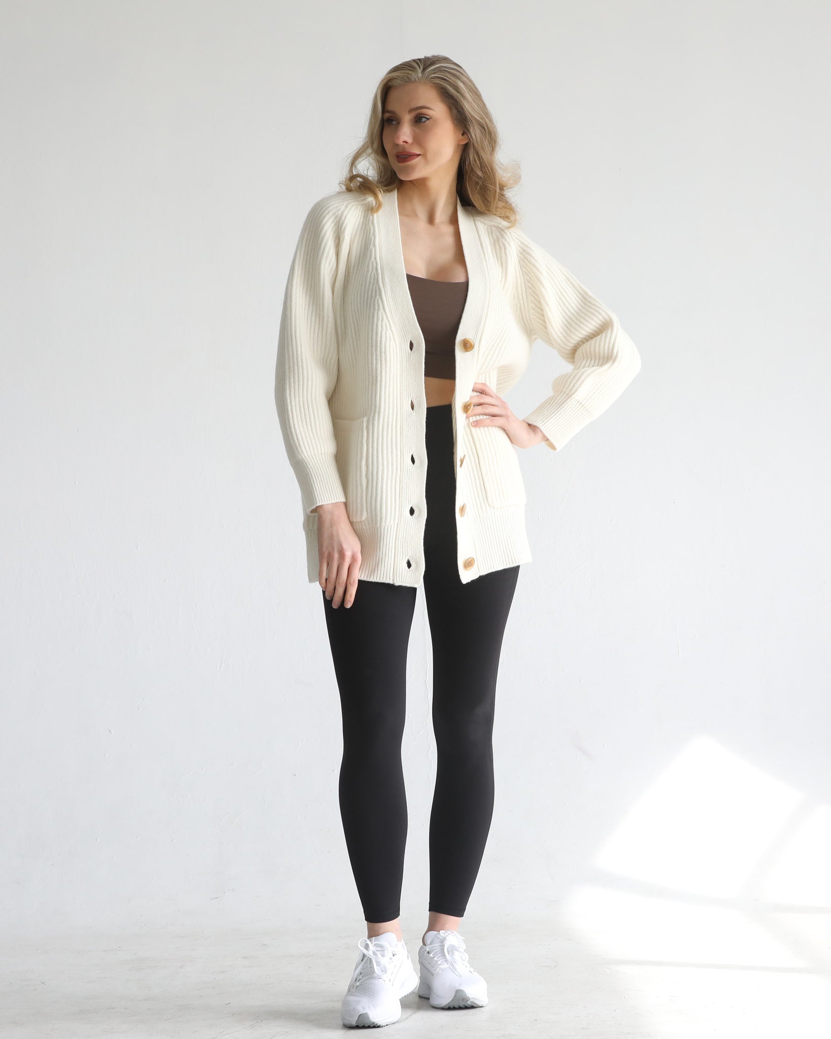 Wool oversized cardigan with pocket