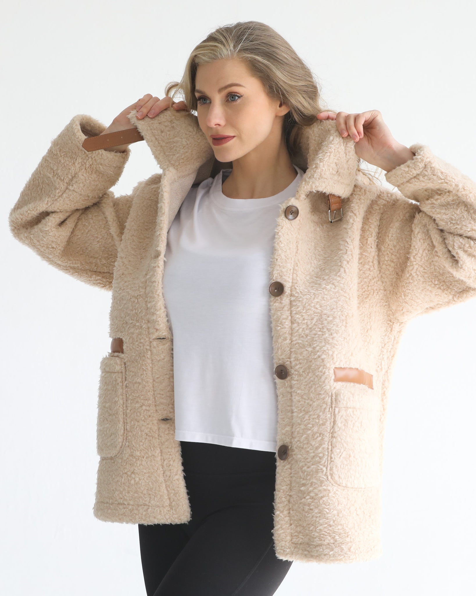 Sherpa jacket, sweat and milk