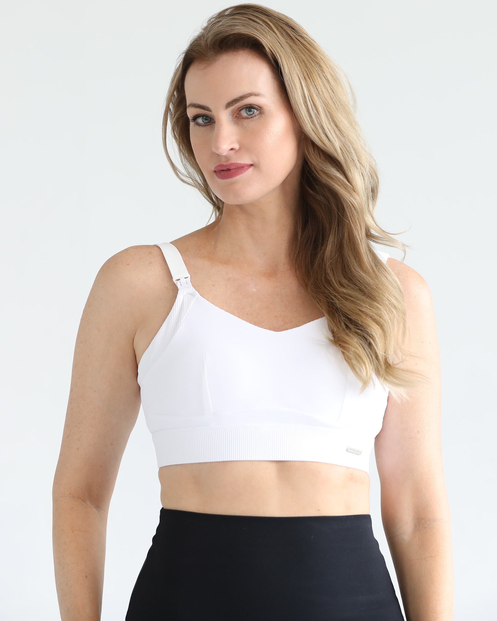Maeve high impact nursing and pumping sports bra, sweat & milk