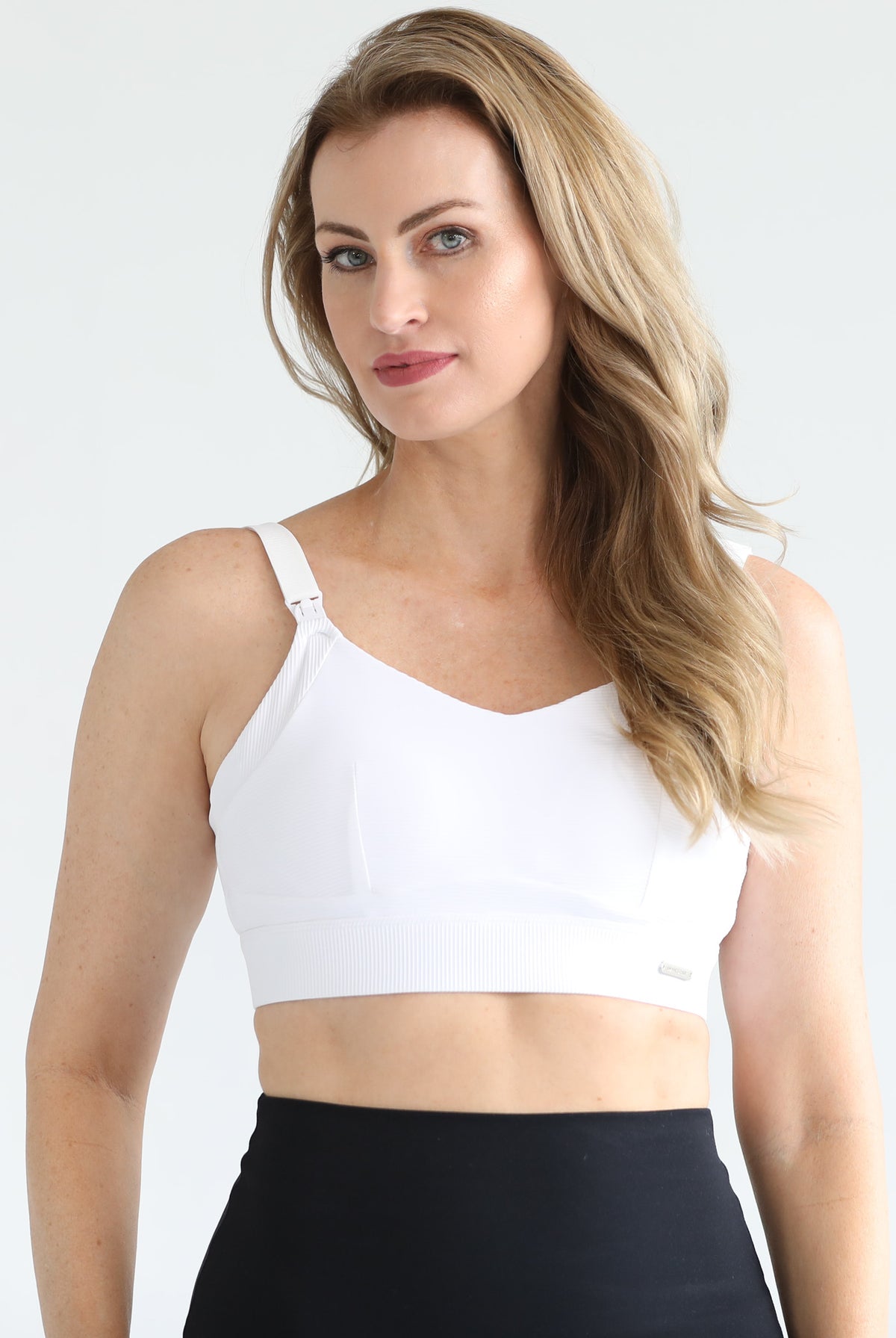 Maeve high impact nursing and pumping sports bra, sweat & milk