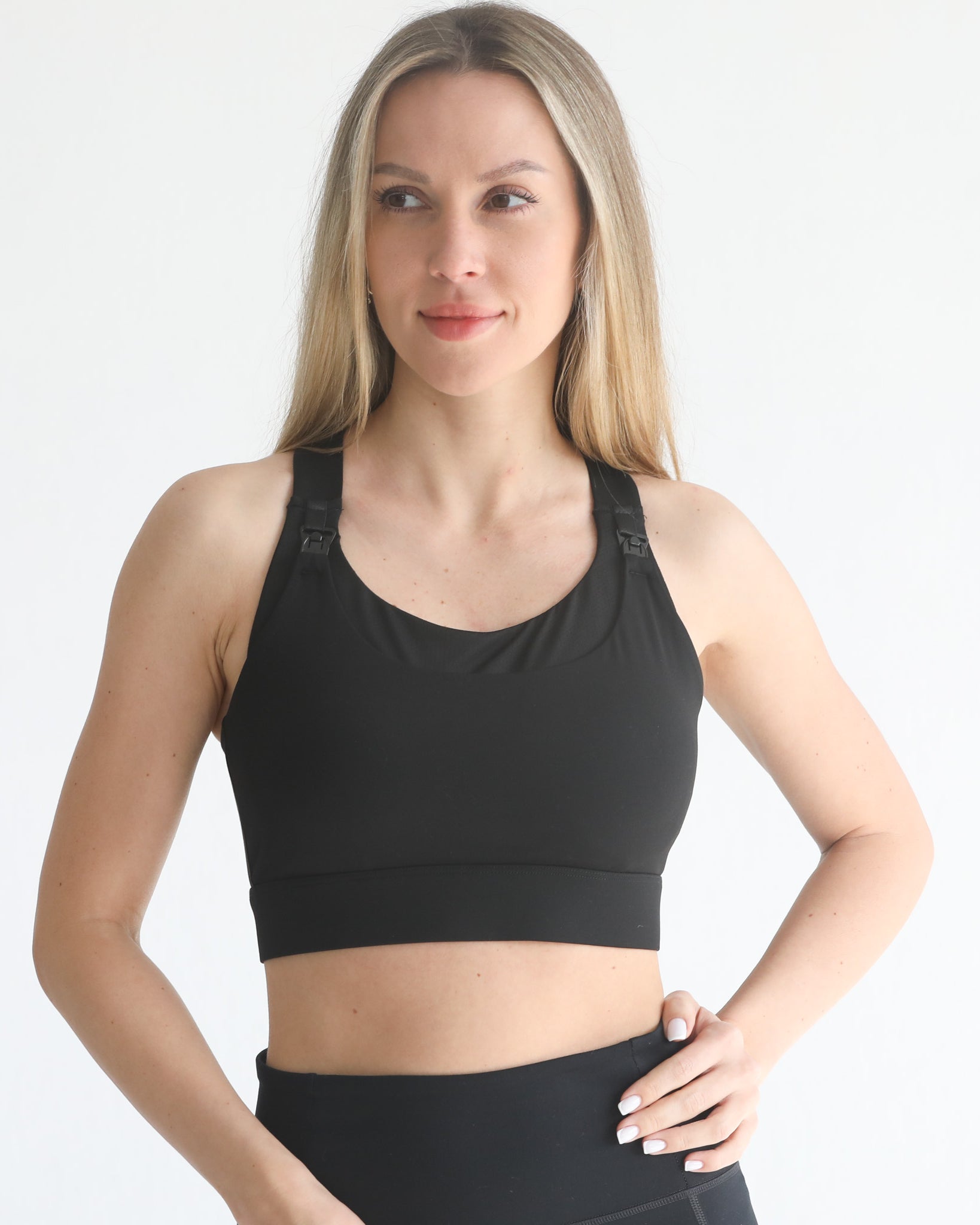 high impact adjustable nursing sports bra for large chested moms, sweat and milk