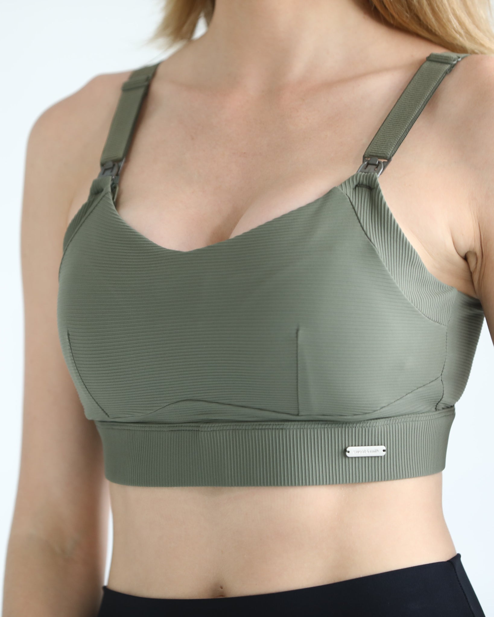 Maeve high impact nursing and pumping sports bra, sweat & milk