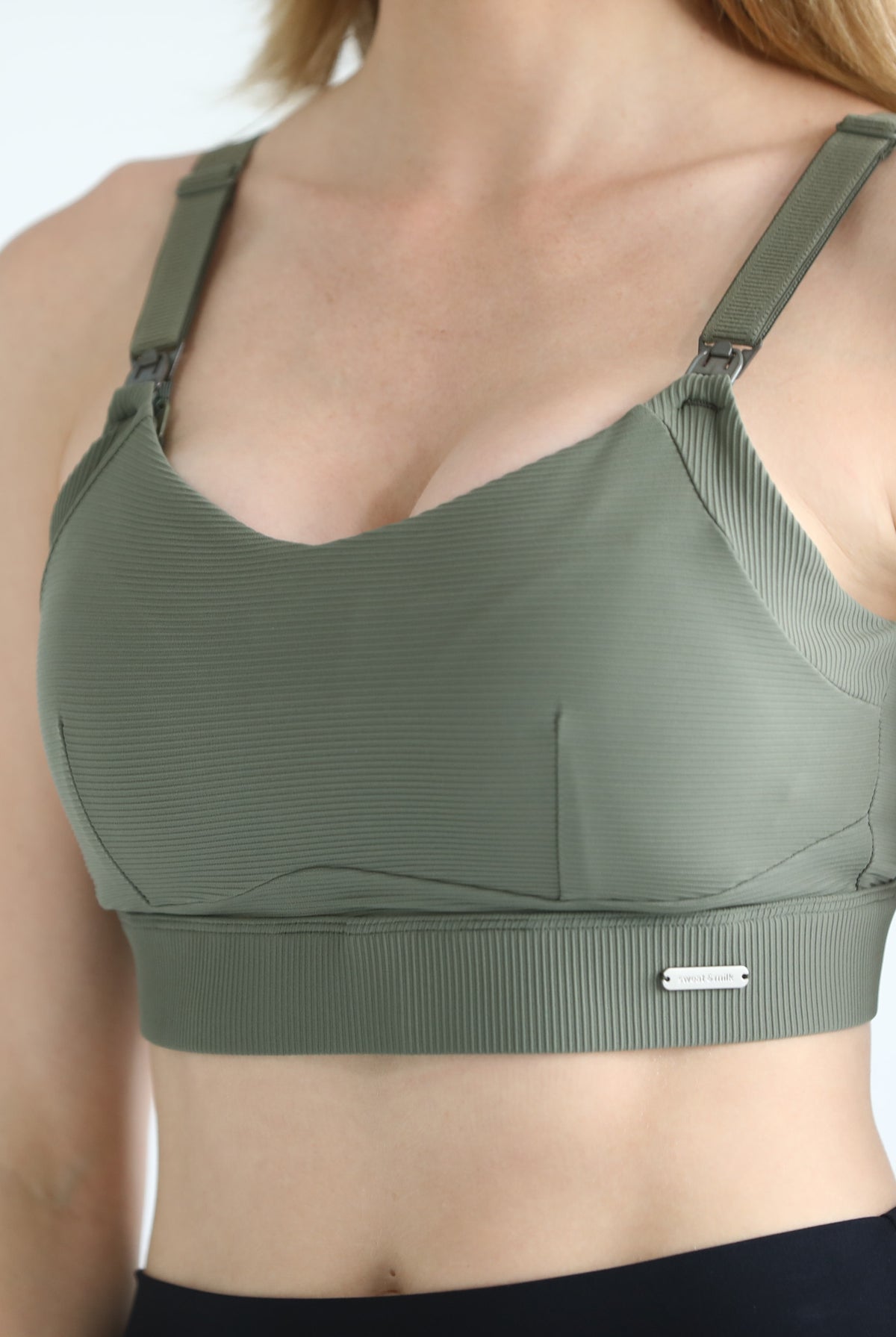 Maeve high impact nursing and pumping sports bra, sweat & milk