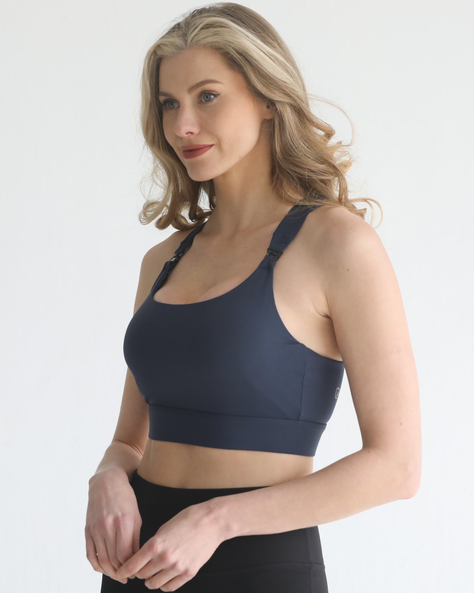 high impact adjustable nursing sports bra for large chested moms, sweat and milk