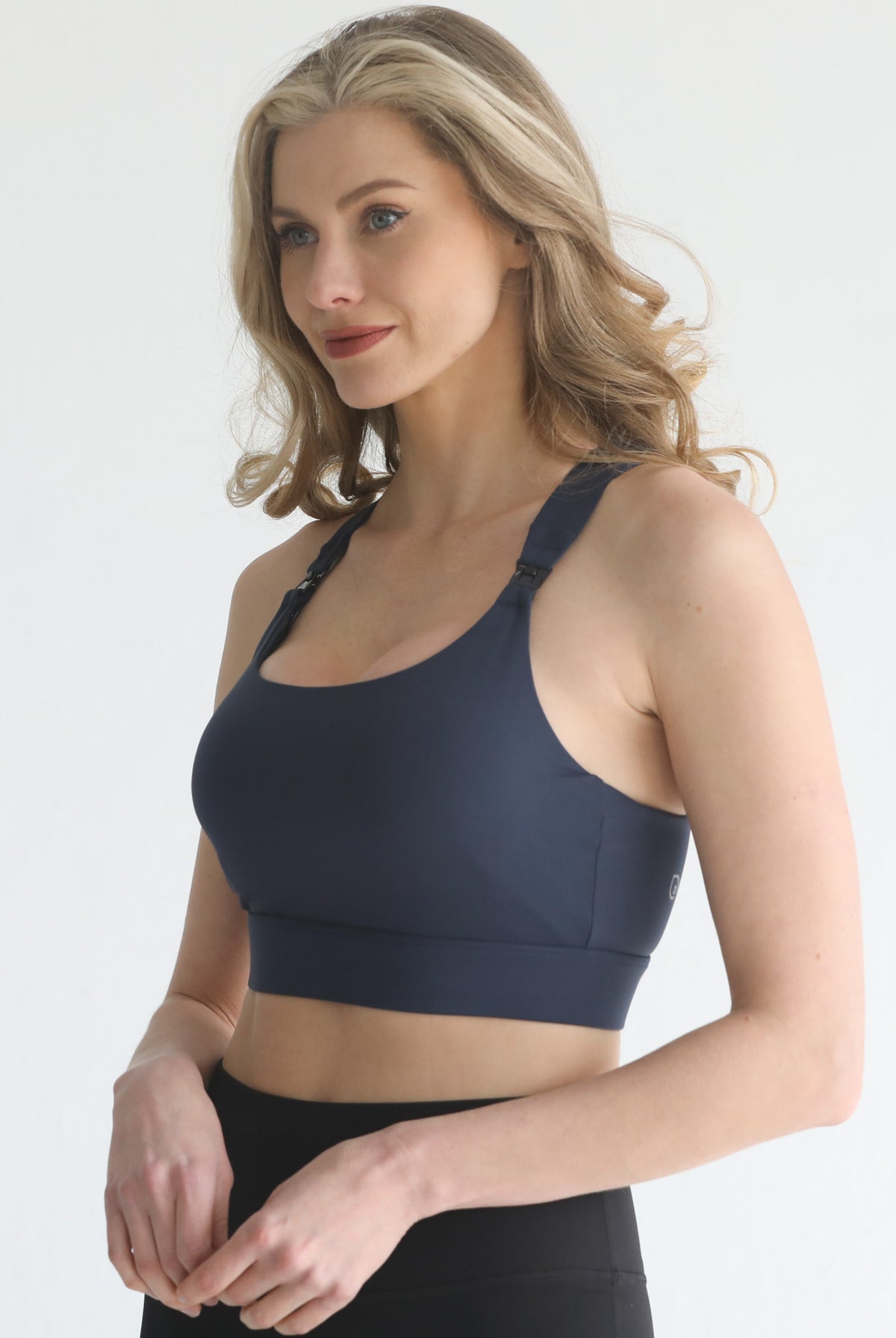 high impact adjustable nursing sports bra for large chested moms, sweat and milk