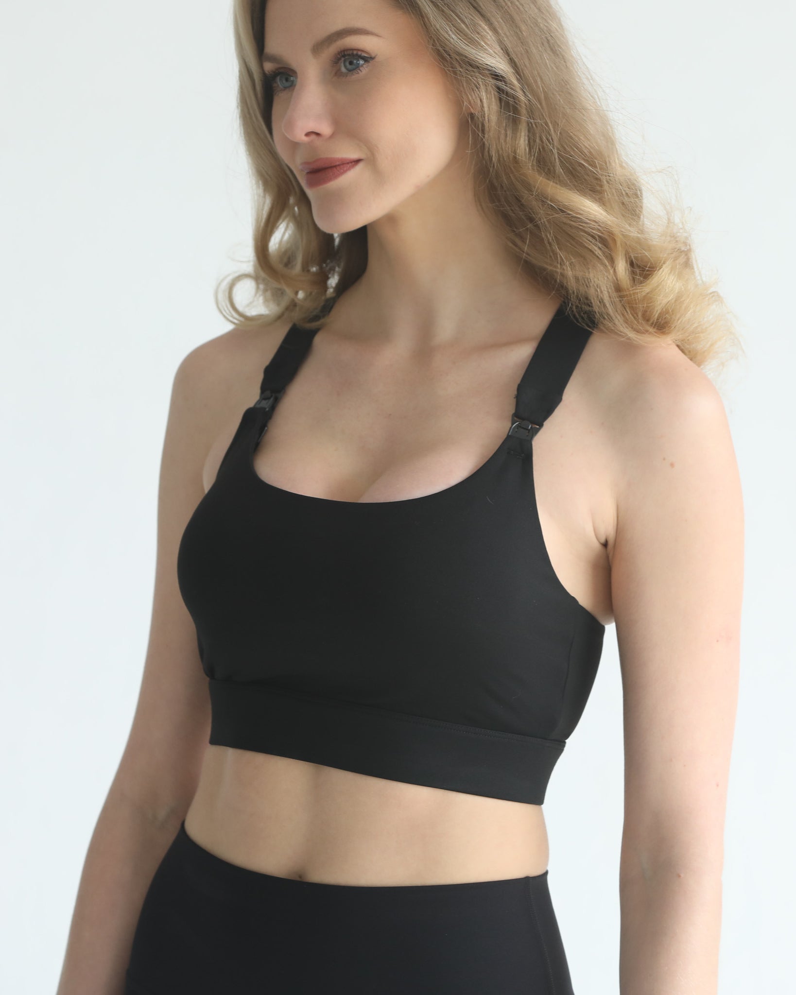 high impact adjustable nursing sports bra for large chested moms, sweat and milk