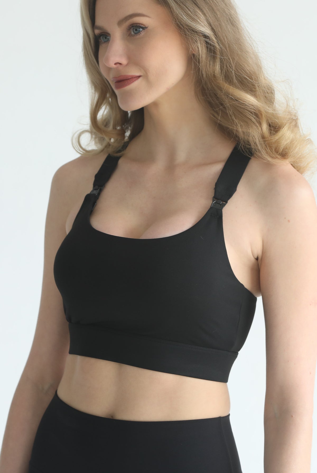 high impact adjustable nursing sports bra for large chested moms, sweat and milk