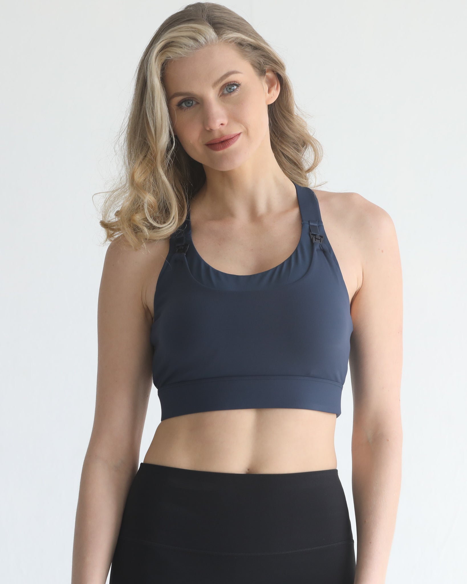 high impact adjustable nursing sports bra for large chested moms, sweat and milk