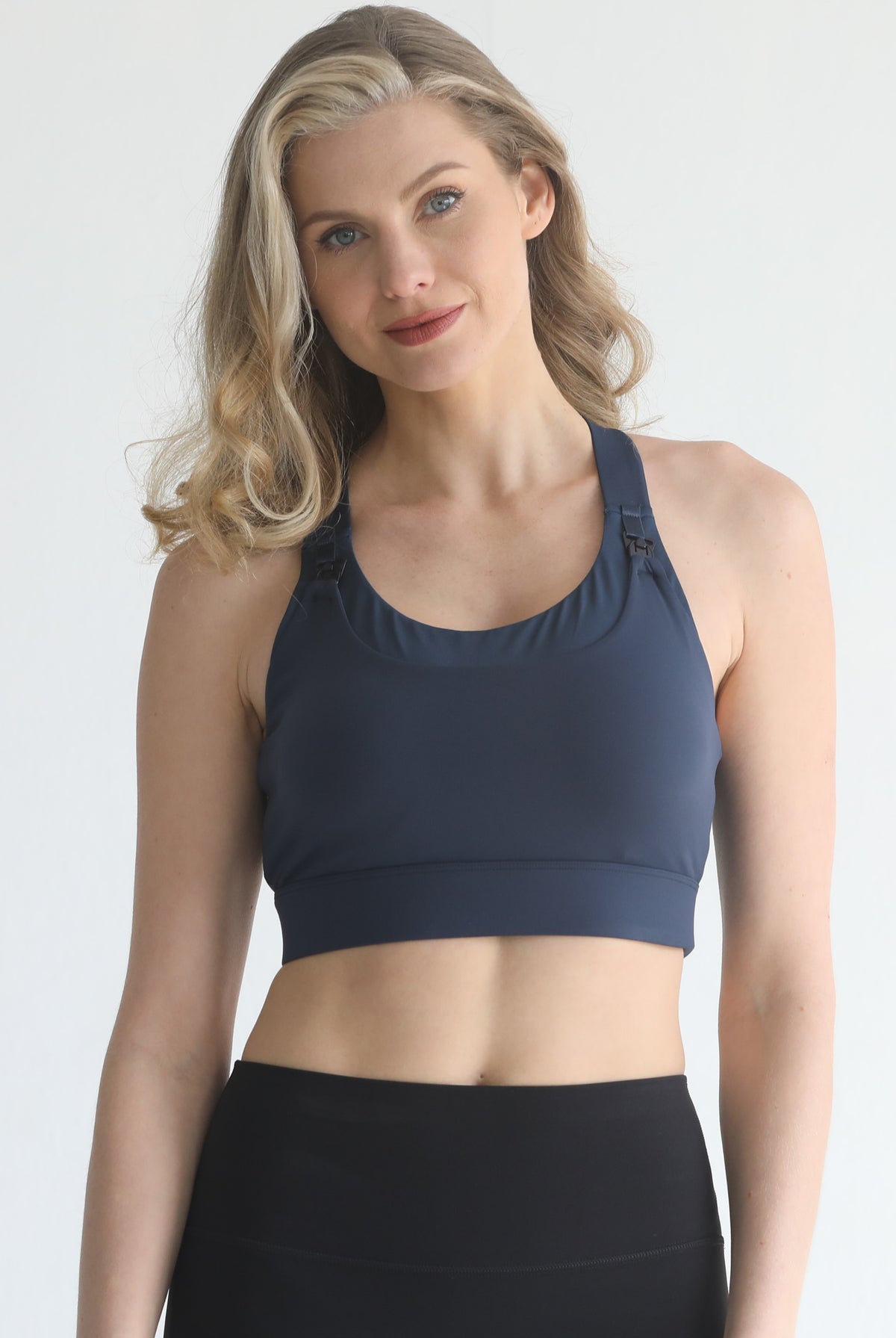high impact adjustable nursing sports bra for large chested moms, sweat and milk