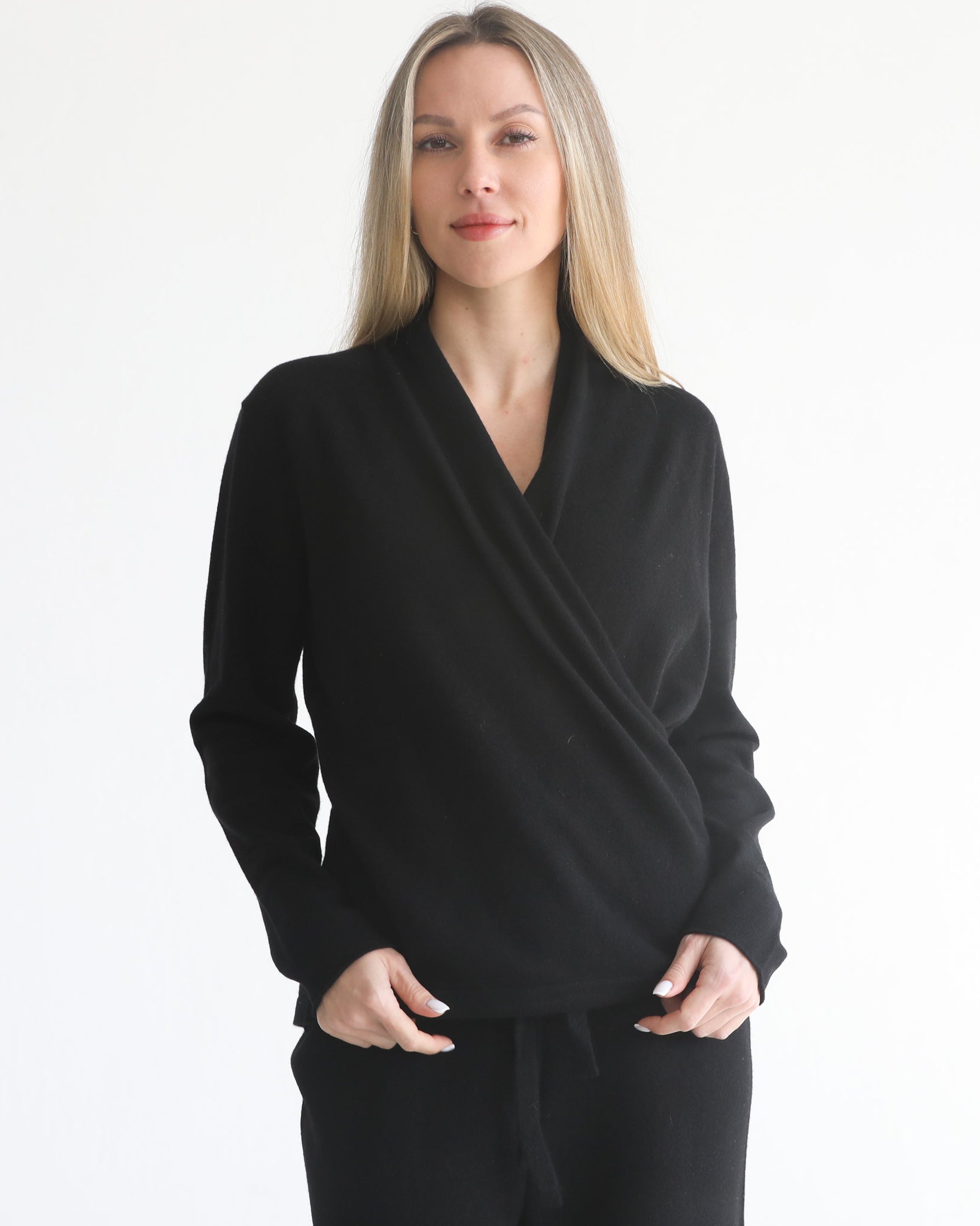 100% cashmere wrap sweater nursing crossover