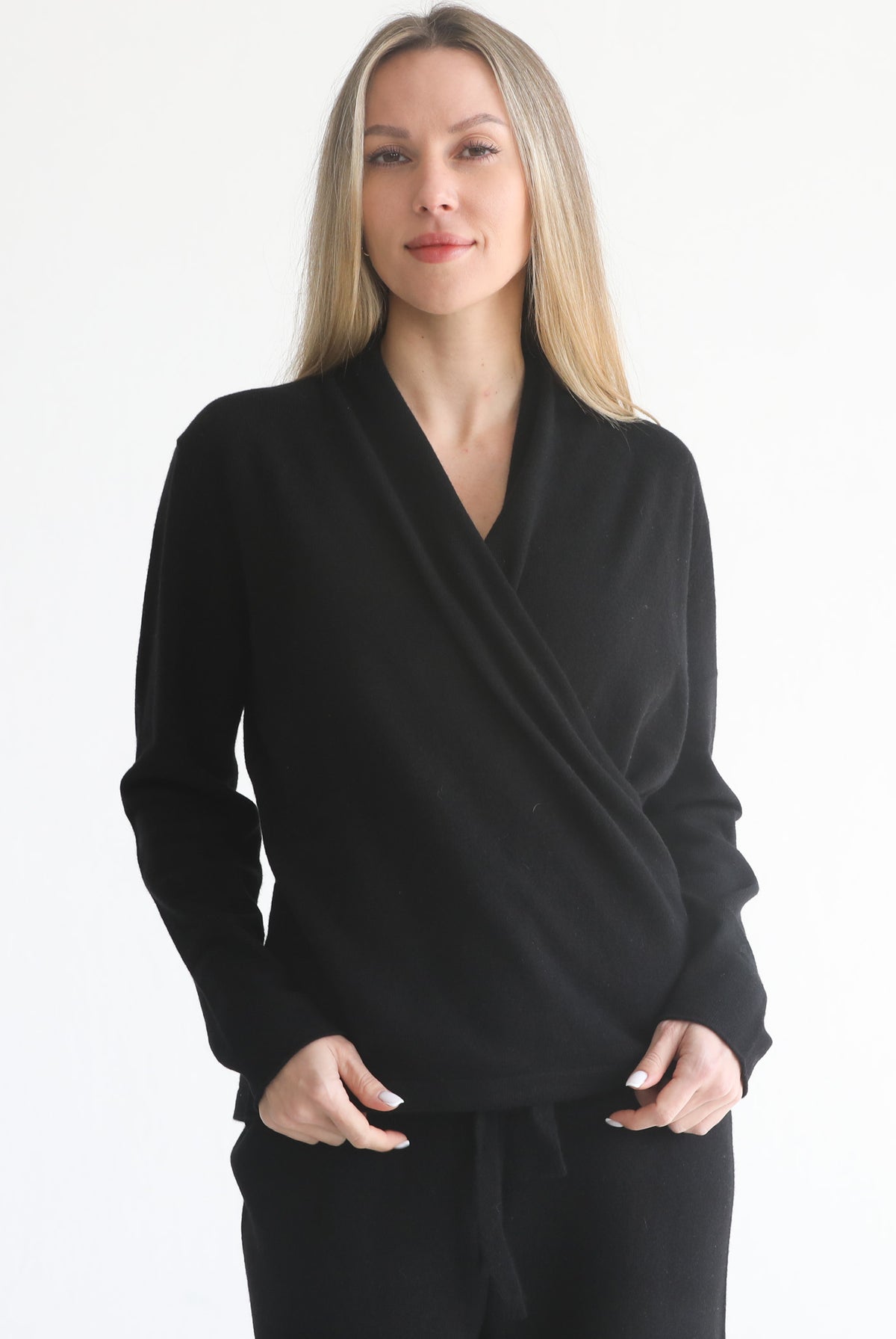 100% cashmere wrap sweater nursing crossover