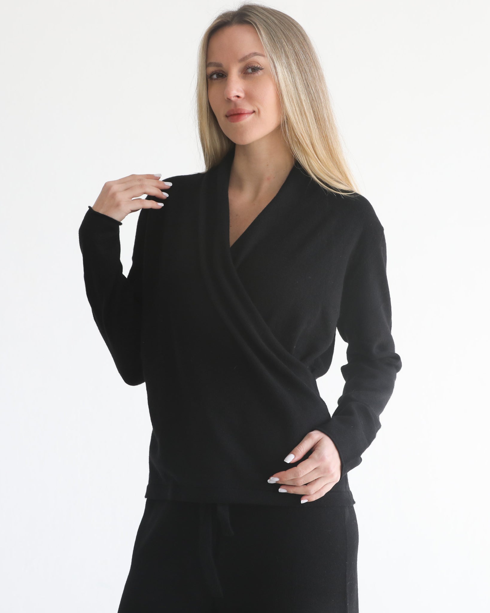 100% cashmere wrap sweater nursing crossover