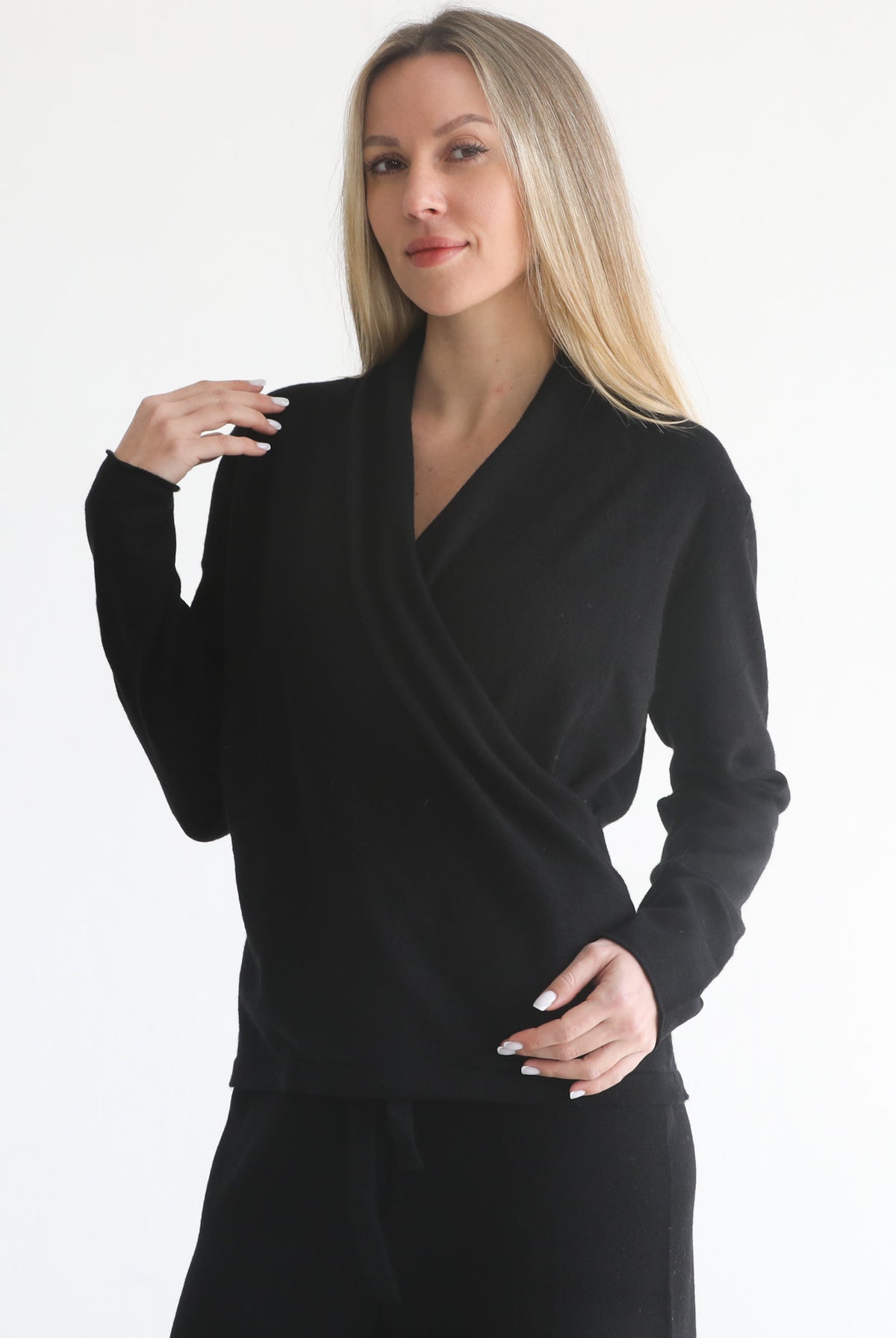 100% cashmere wrap sweater nursing crossover