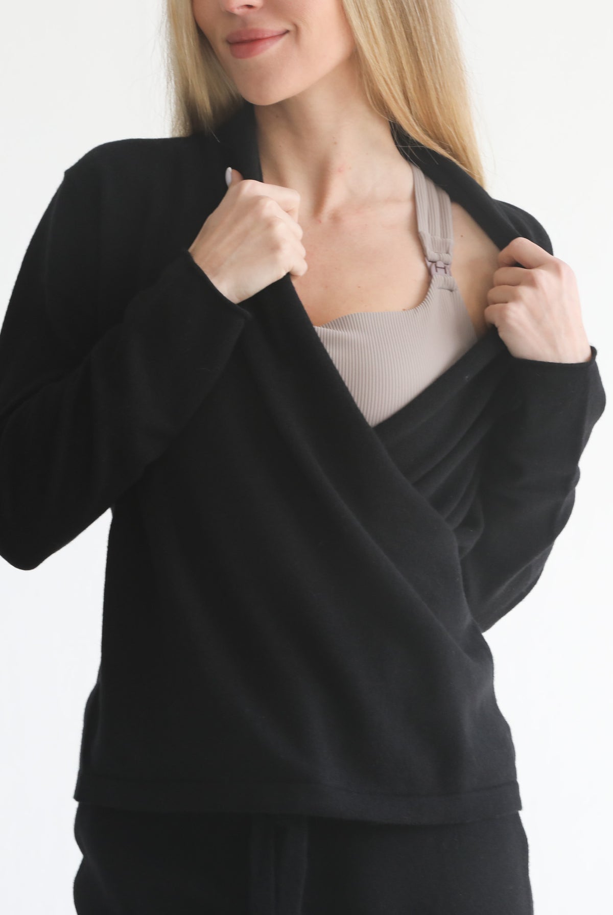 100% cashmere wrap sweater nursing crossover