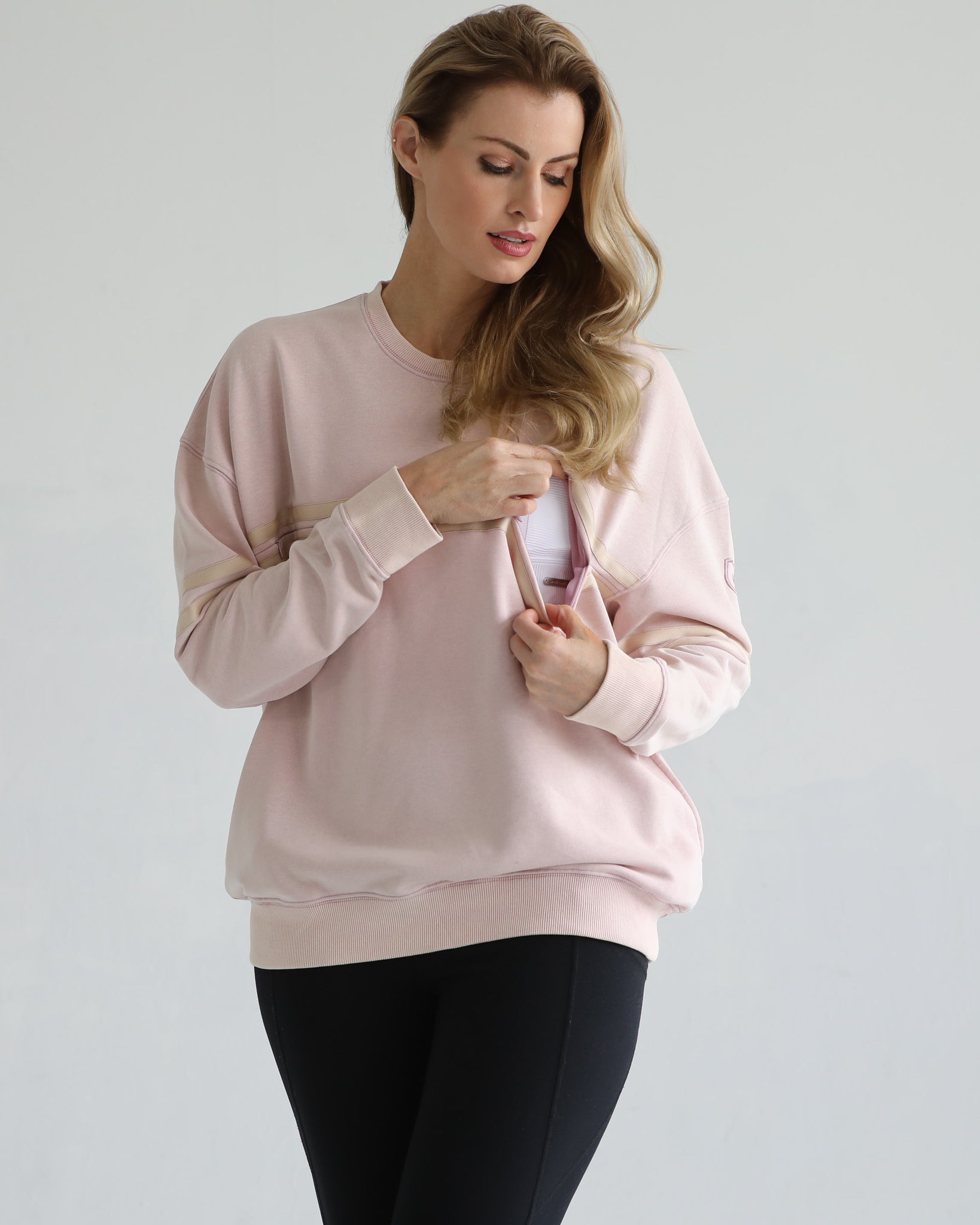slouchy oversized nursing sweatshirt, sweat and milk