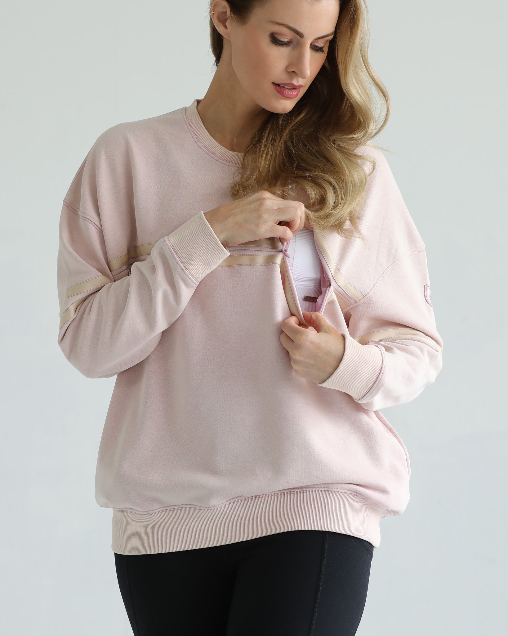 slouchy oversized nursing sweatshirt, sweat and milk