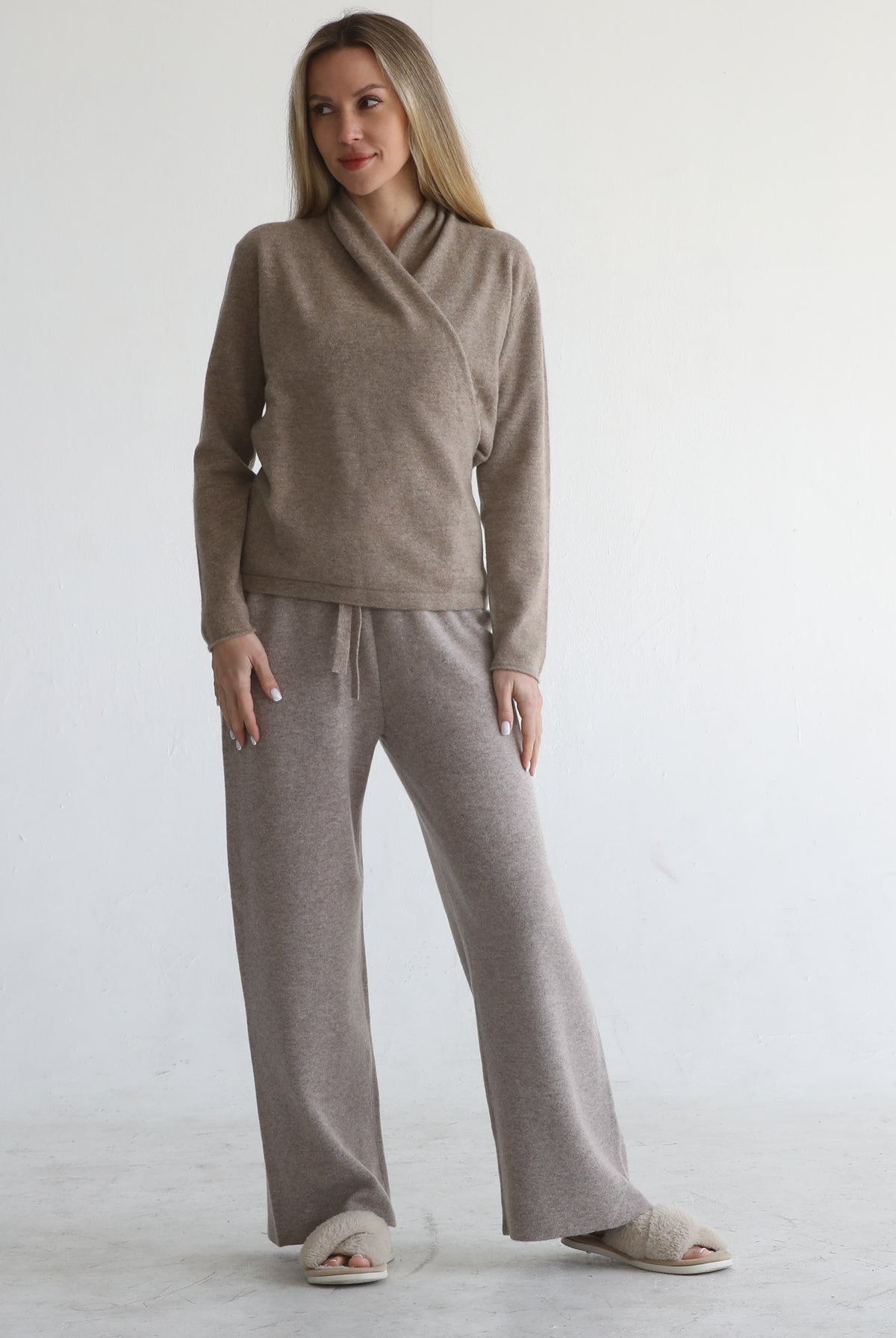 100% cashmere wrap sweater nursing crossover