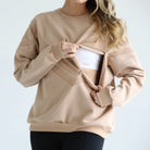 Oversized nursing pregnancy sweatshirt with zippers, sweat and milk