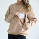 Oversized nursing pregnancy sweatshirt with zippers, sweat and milk