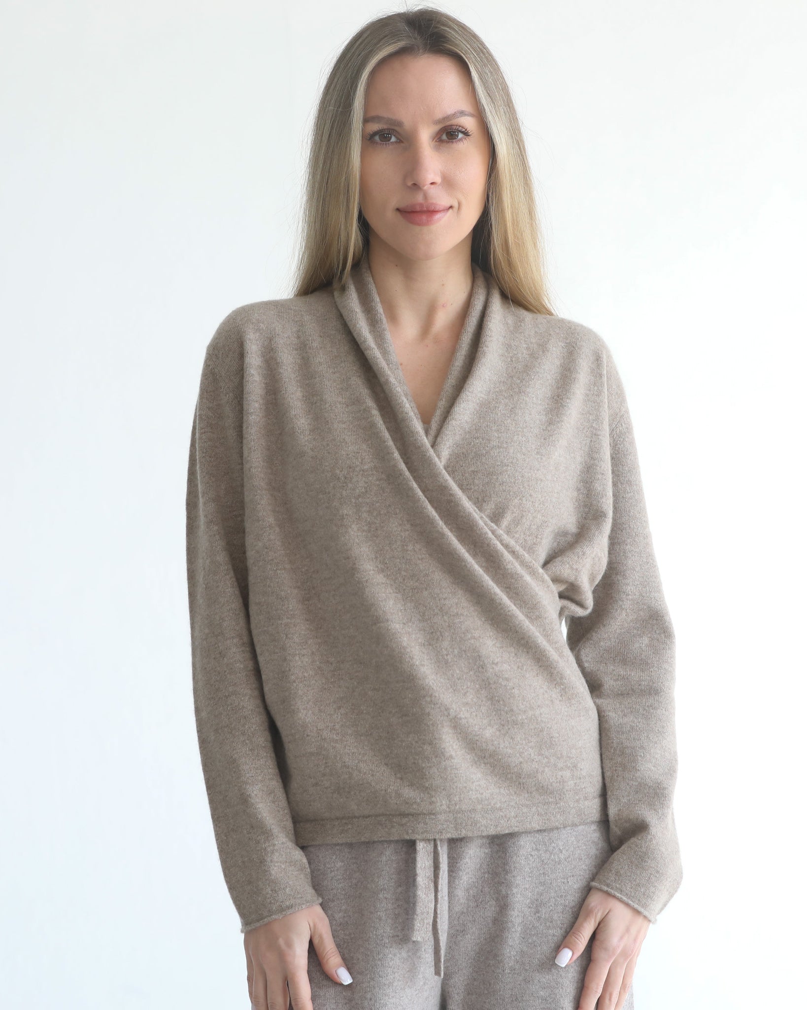 100% cashmere wrap sweater nursing crossover