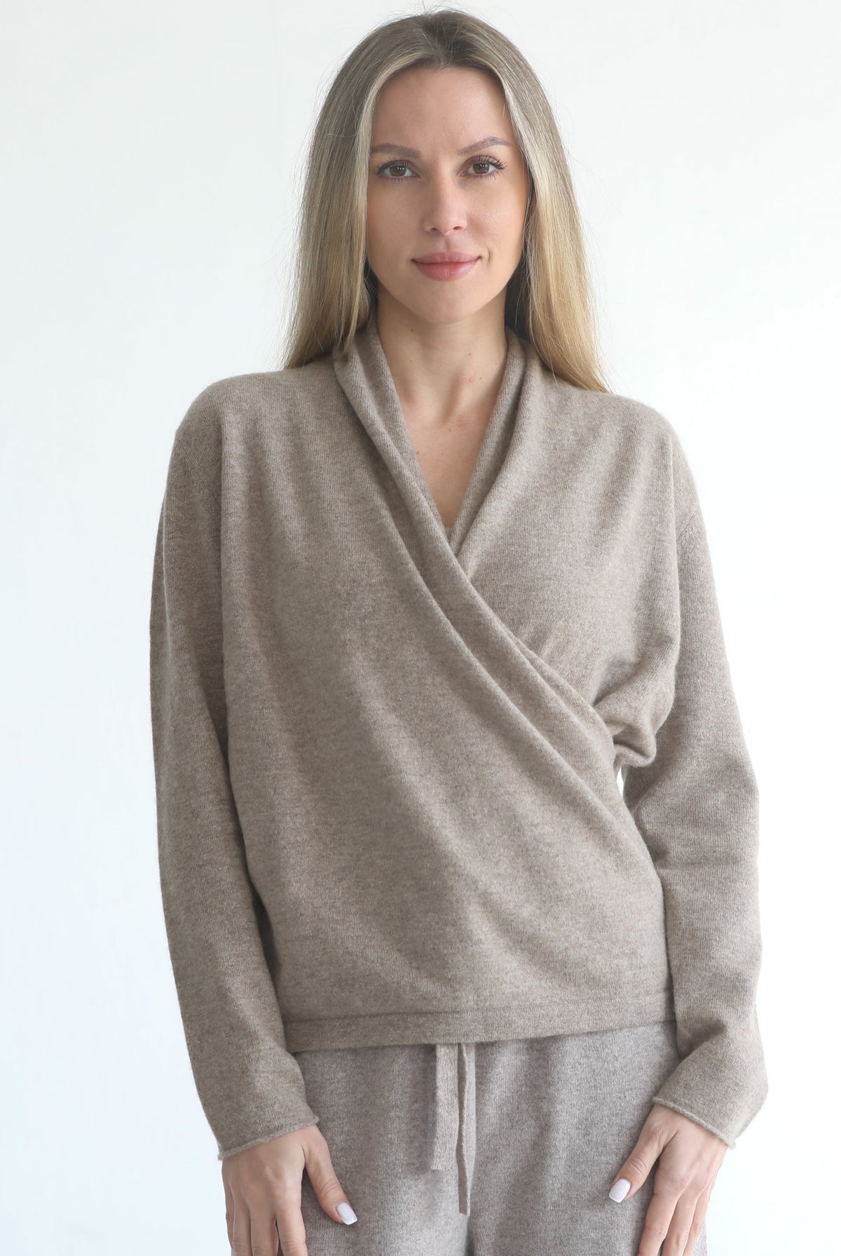 100% cashmere wrap sweater nursing crossover