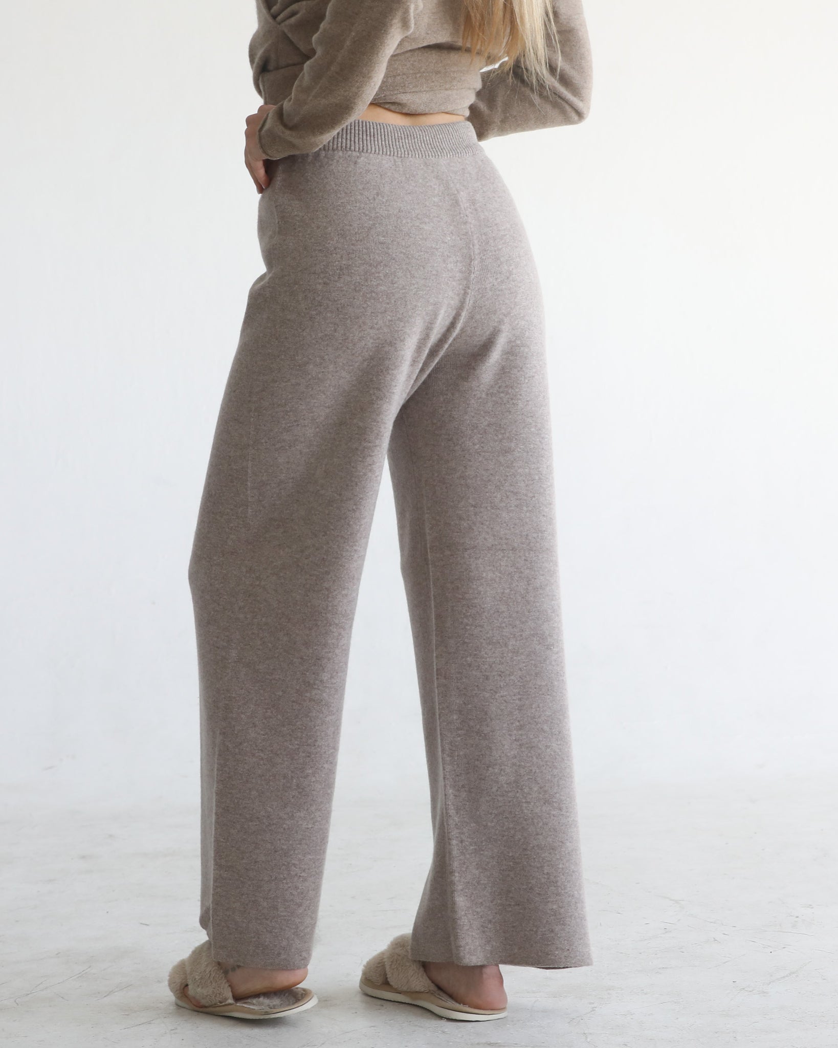 100% merino wool pants wide-leg