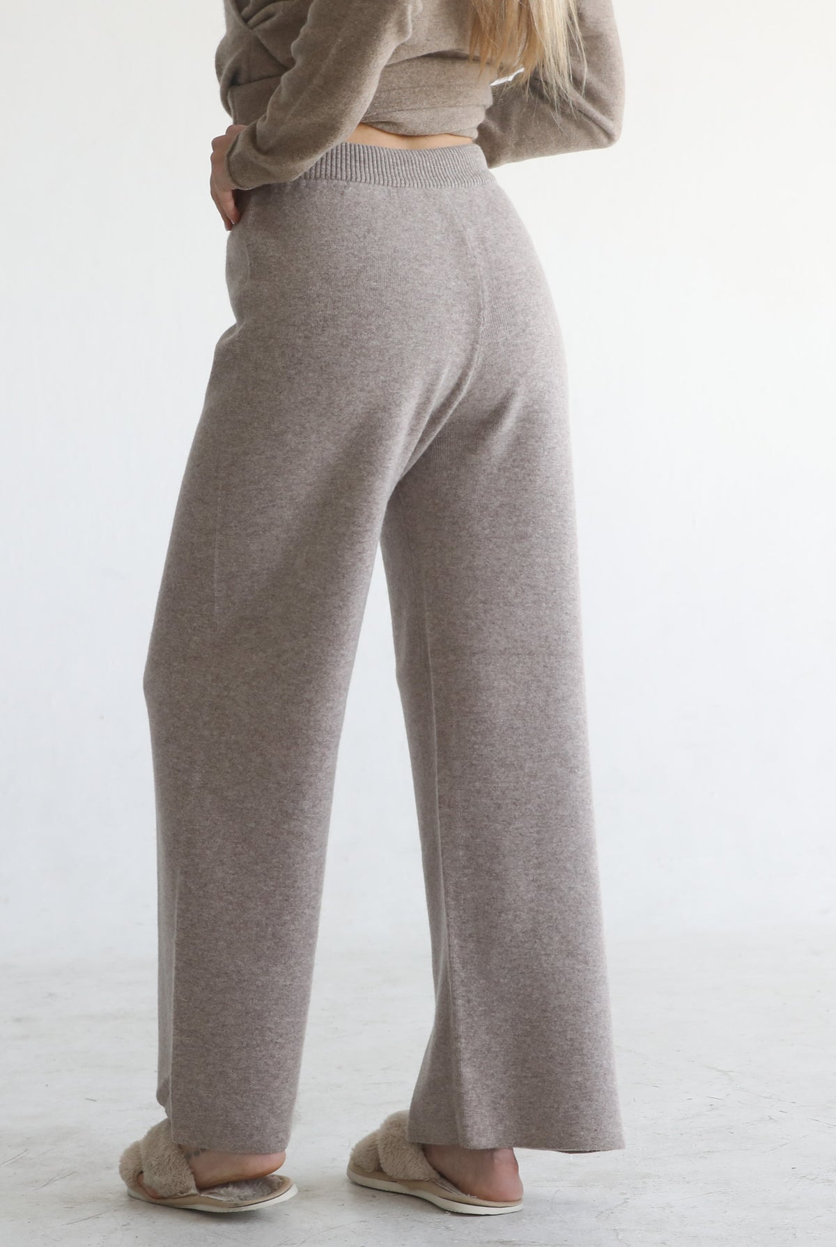 100% merino wool pants wide-leg