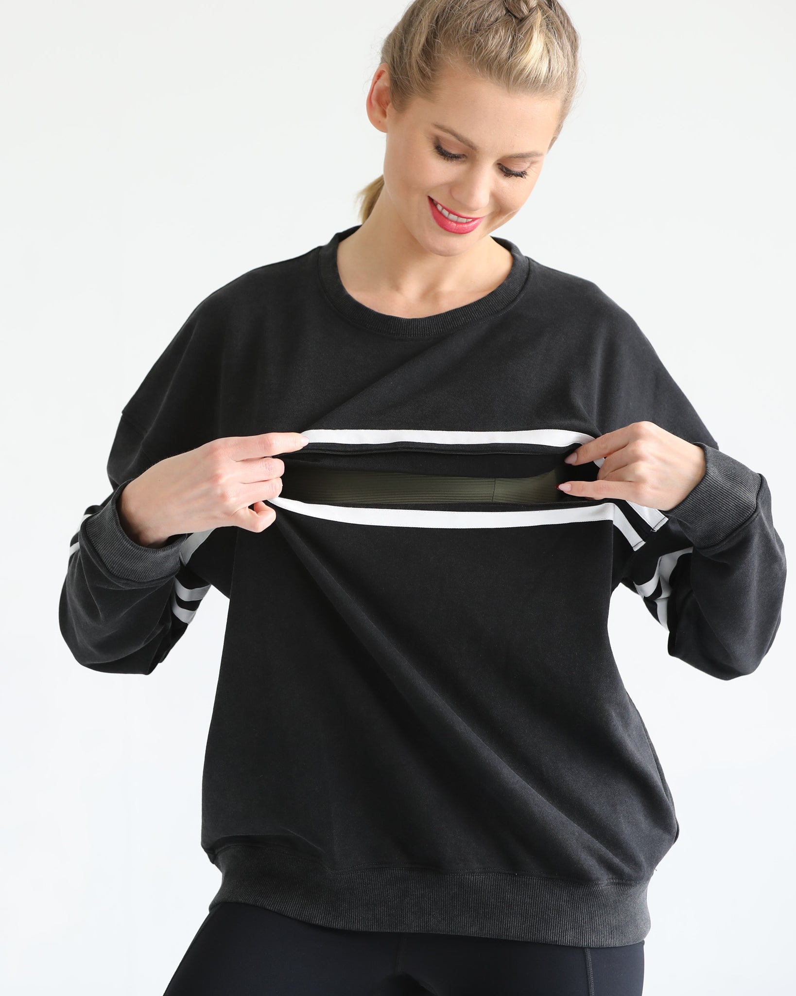 slouchy oversized nursing sweatshirt, sweat and milk