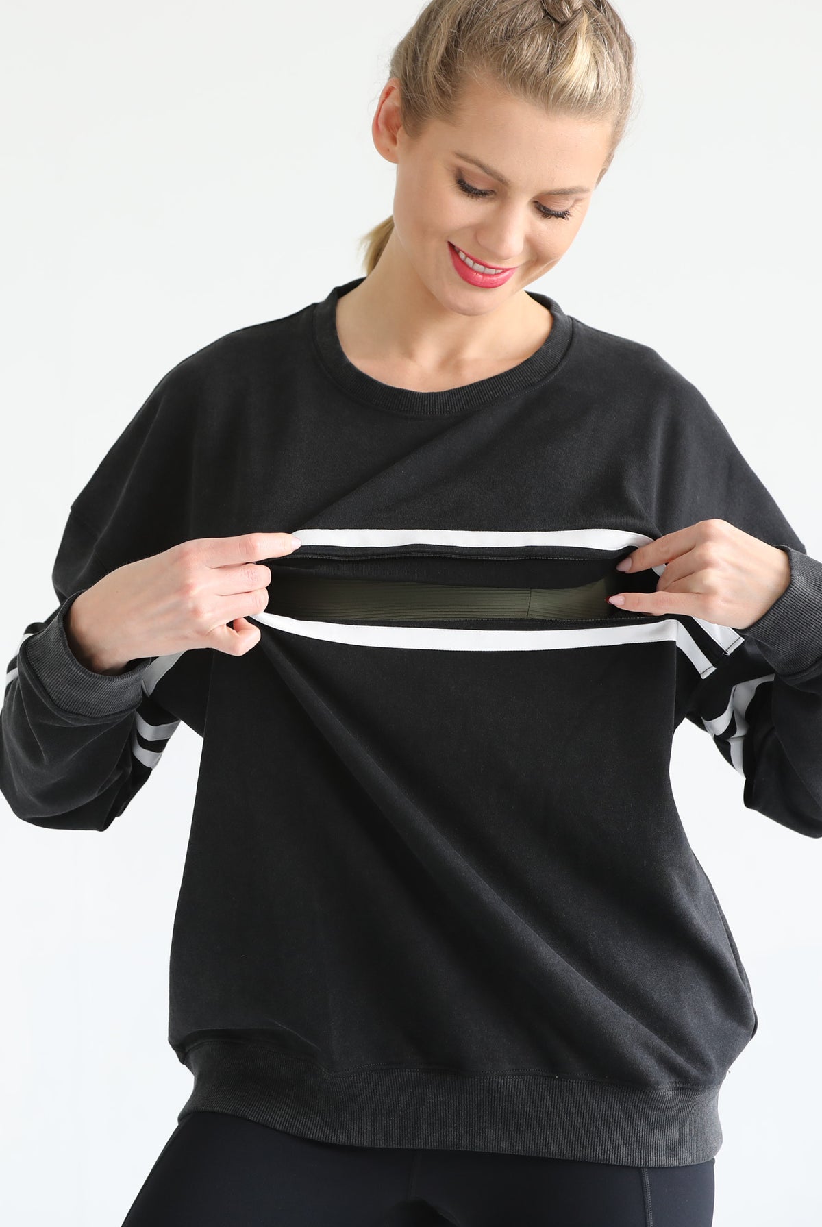 slouchy oversized nursing sweatshirt, sweat and milk