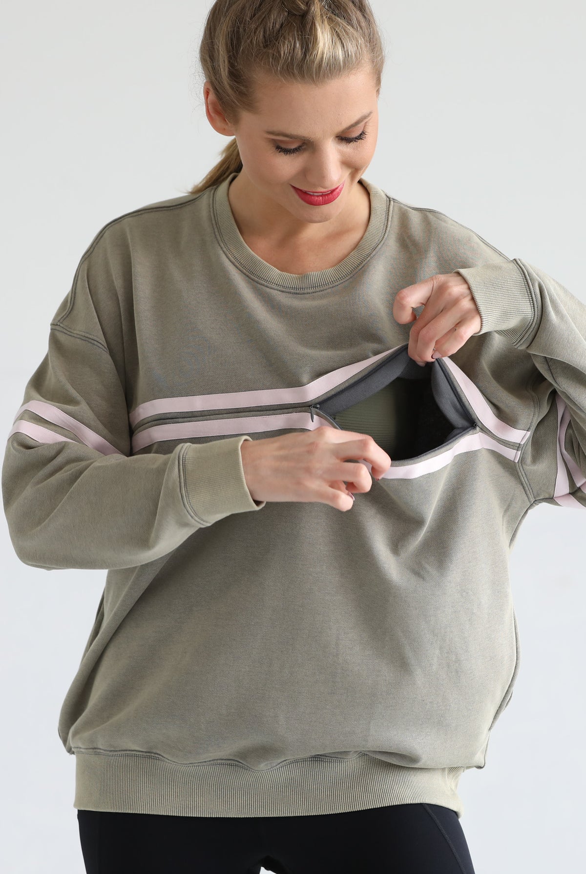 slouchy oversized nursing sweatshirt, sweat and milk