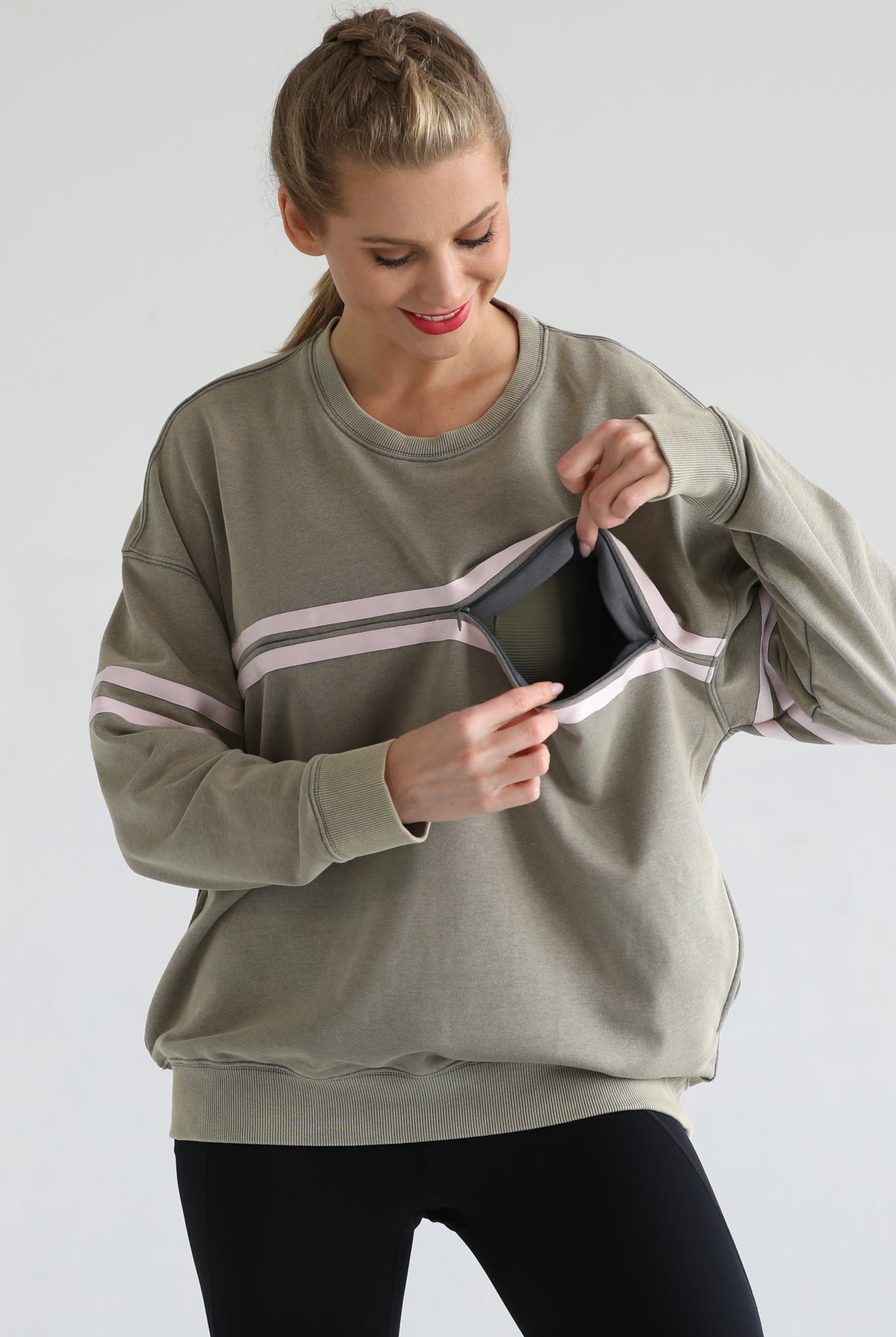 slouchy oversized nursing sweatshirt, sweat and milk