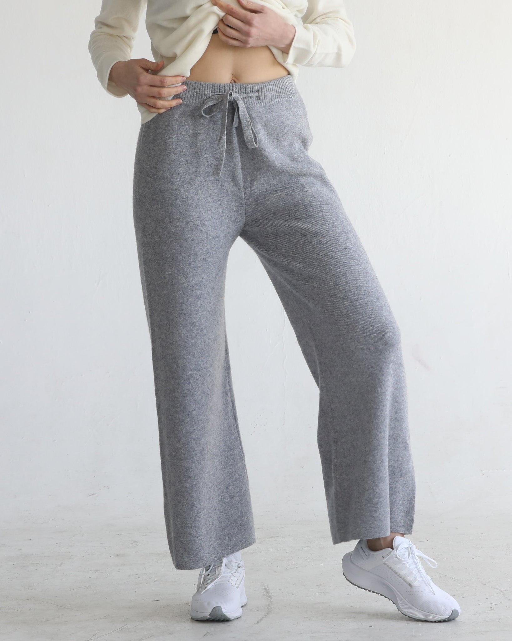 100% merino wool pants wide-leg