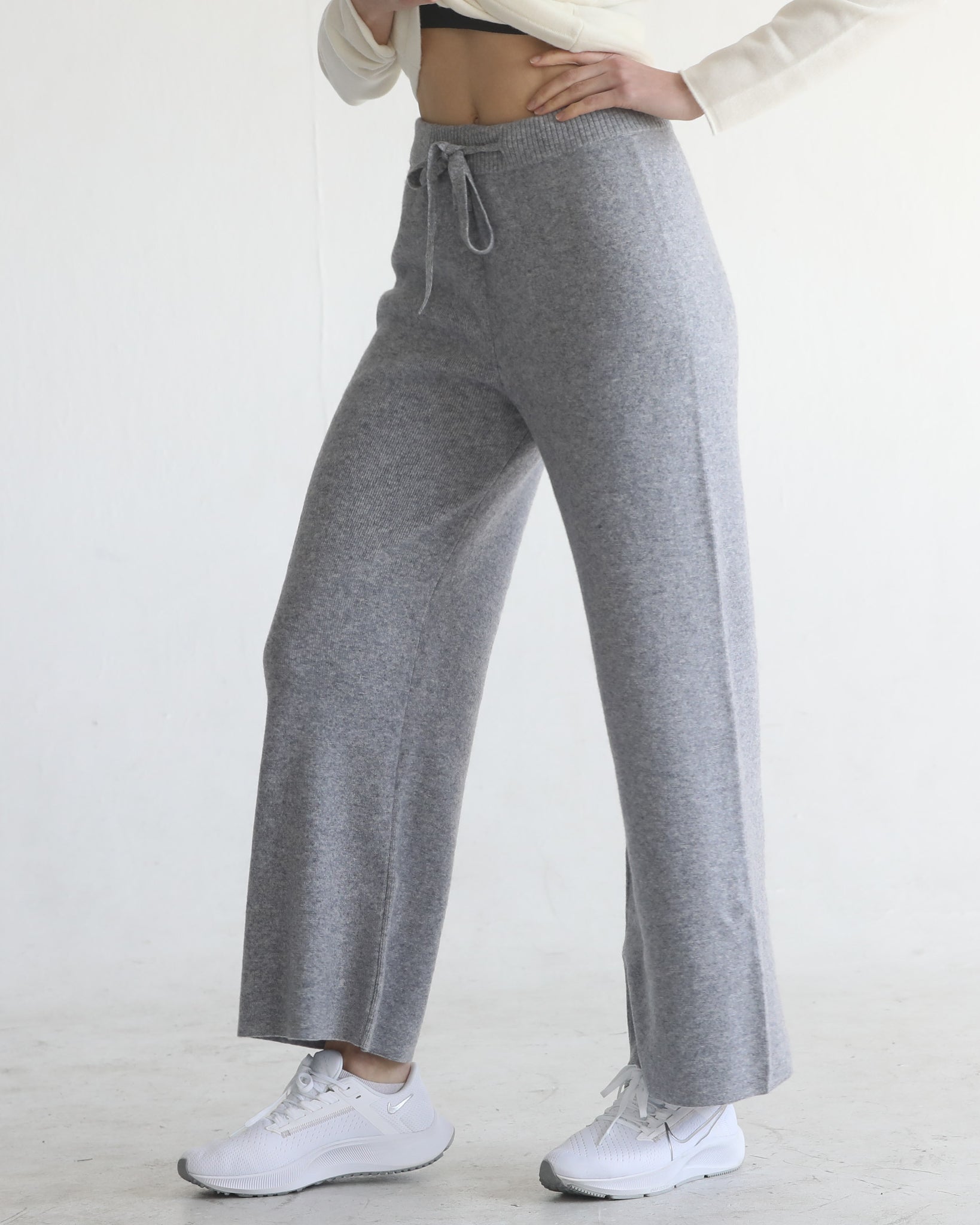 100% merino wool pants wide-leg