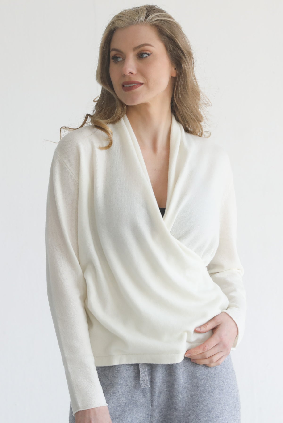 100% cashmere wrap sweater nursing crossover