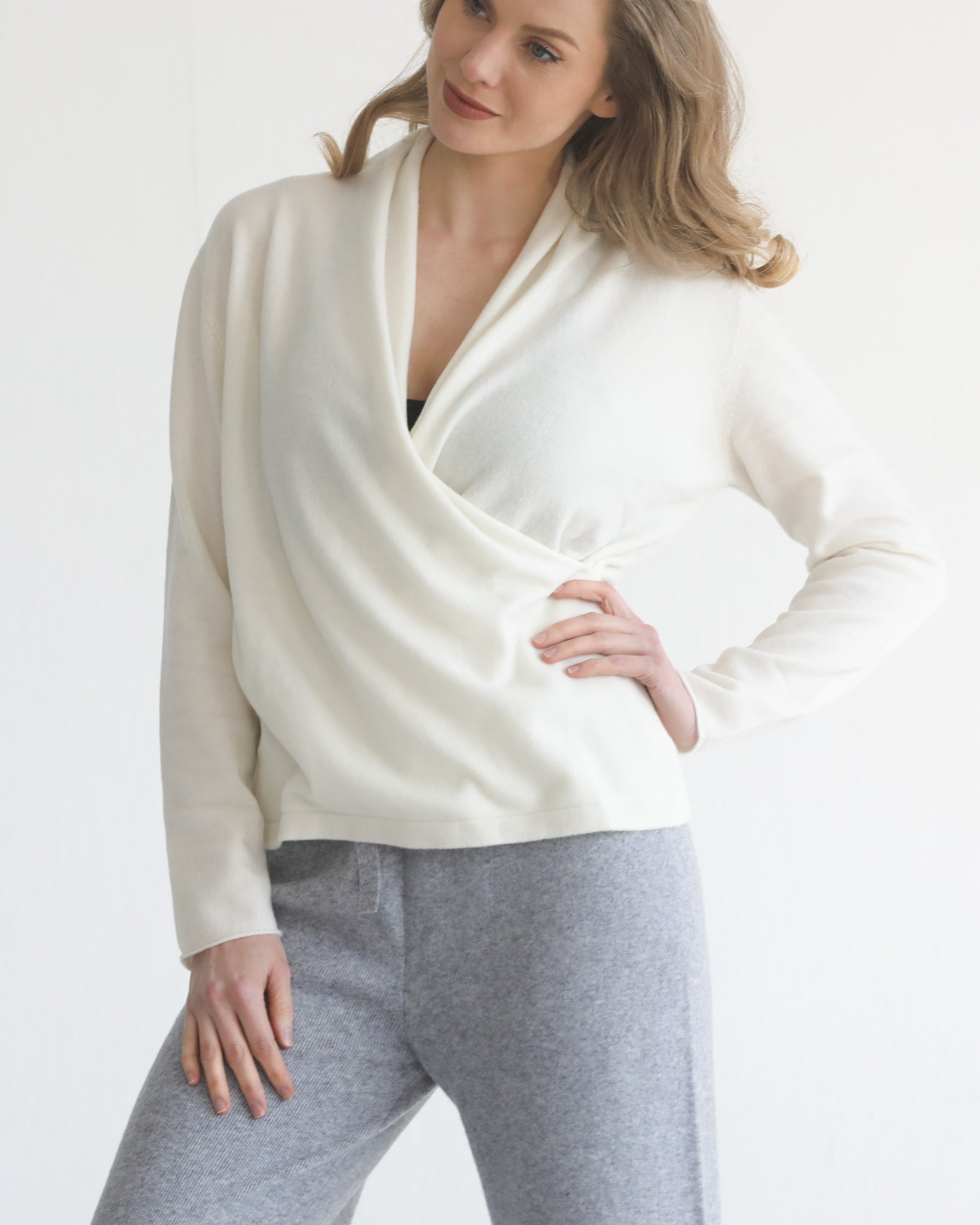 100% cashmere wrap sweater nursing crossover