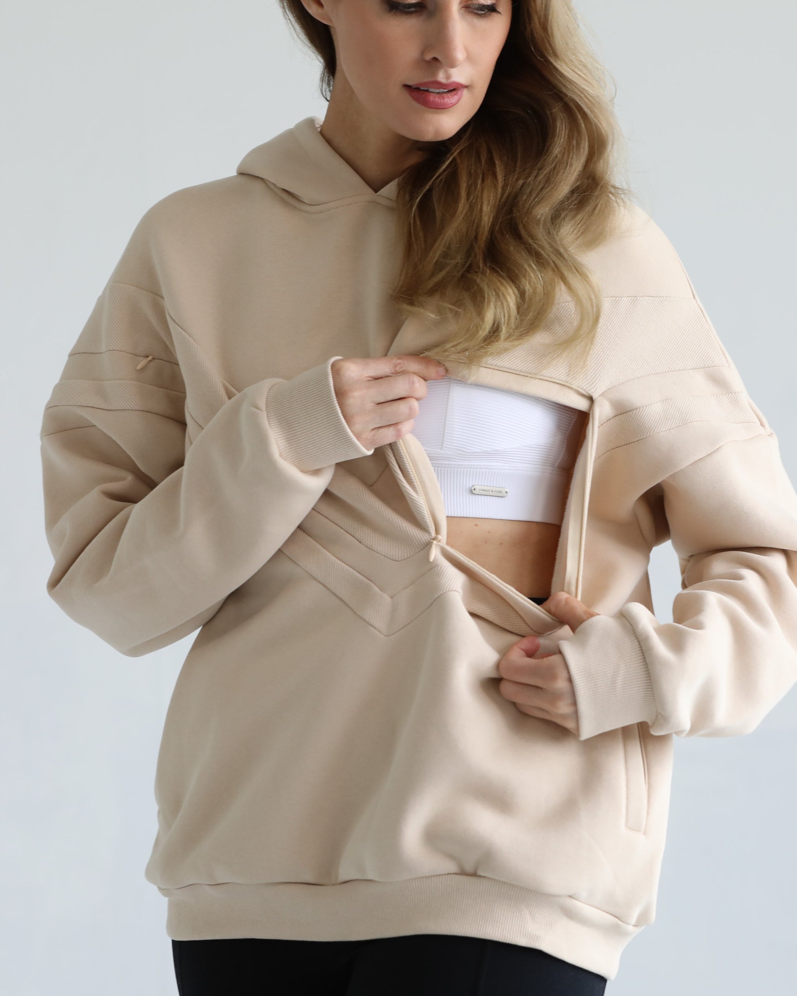 Oversized nursing and pregnancy hoodie, sweat and milk