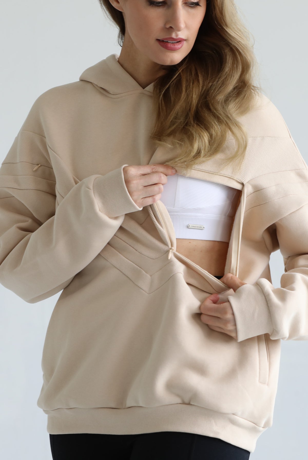 Oversized nursing and pregnancy hoodie, sweat and milk