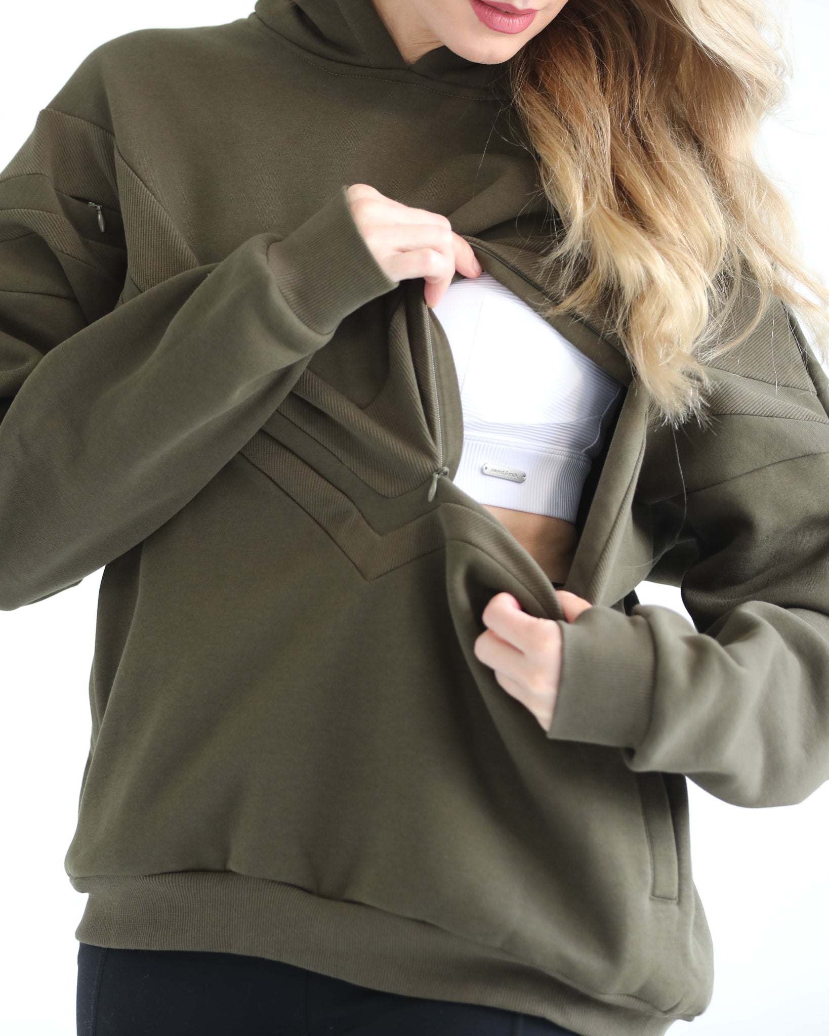 Oversized nursing and pregnancy hoodie, sweat and milk