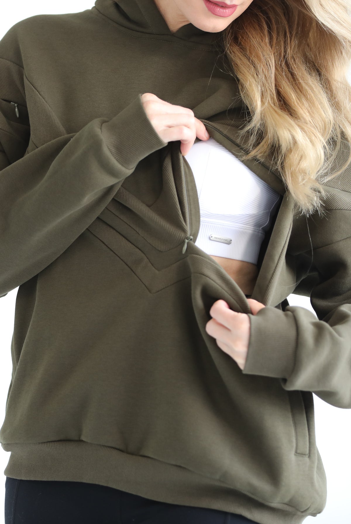 Oversized nursing and pregnancy hoodie, sweat and milk