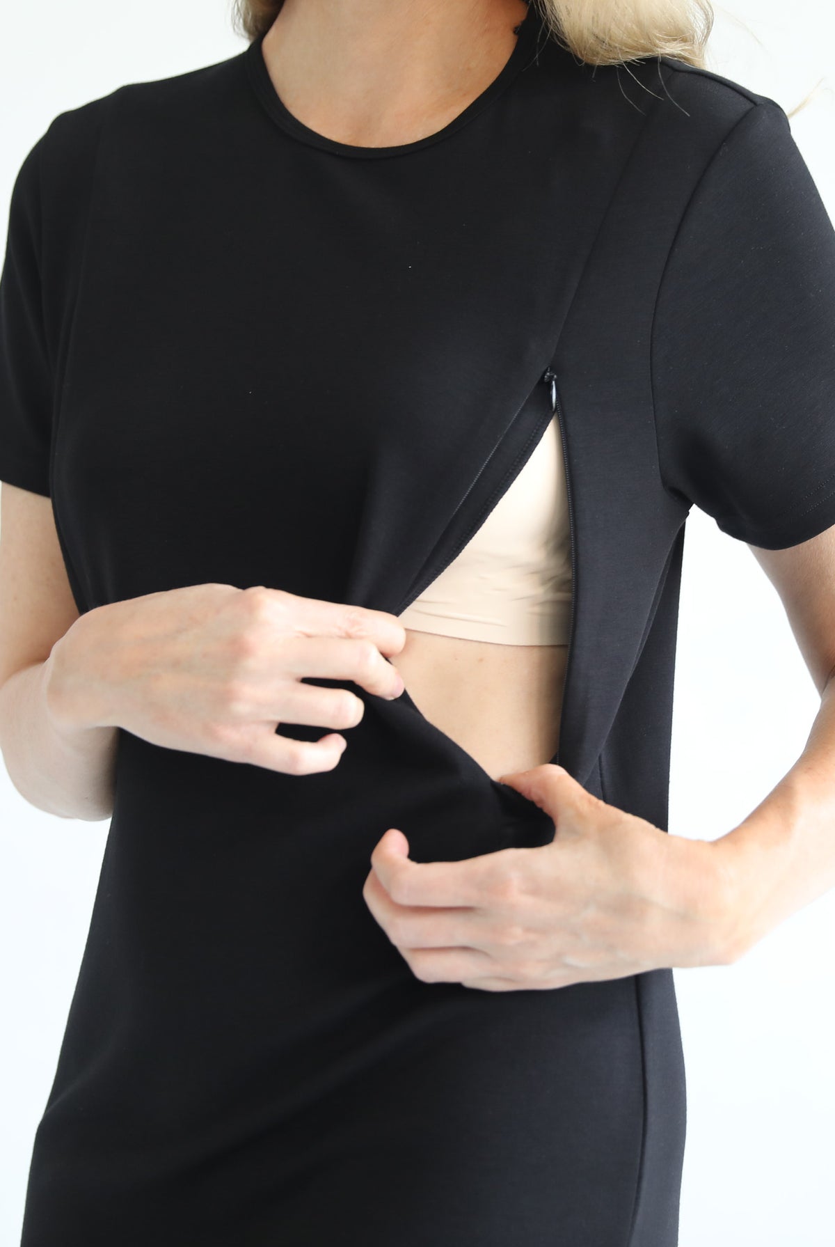 Nursing Tshirt Dress with zippers, Sweat and Milk