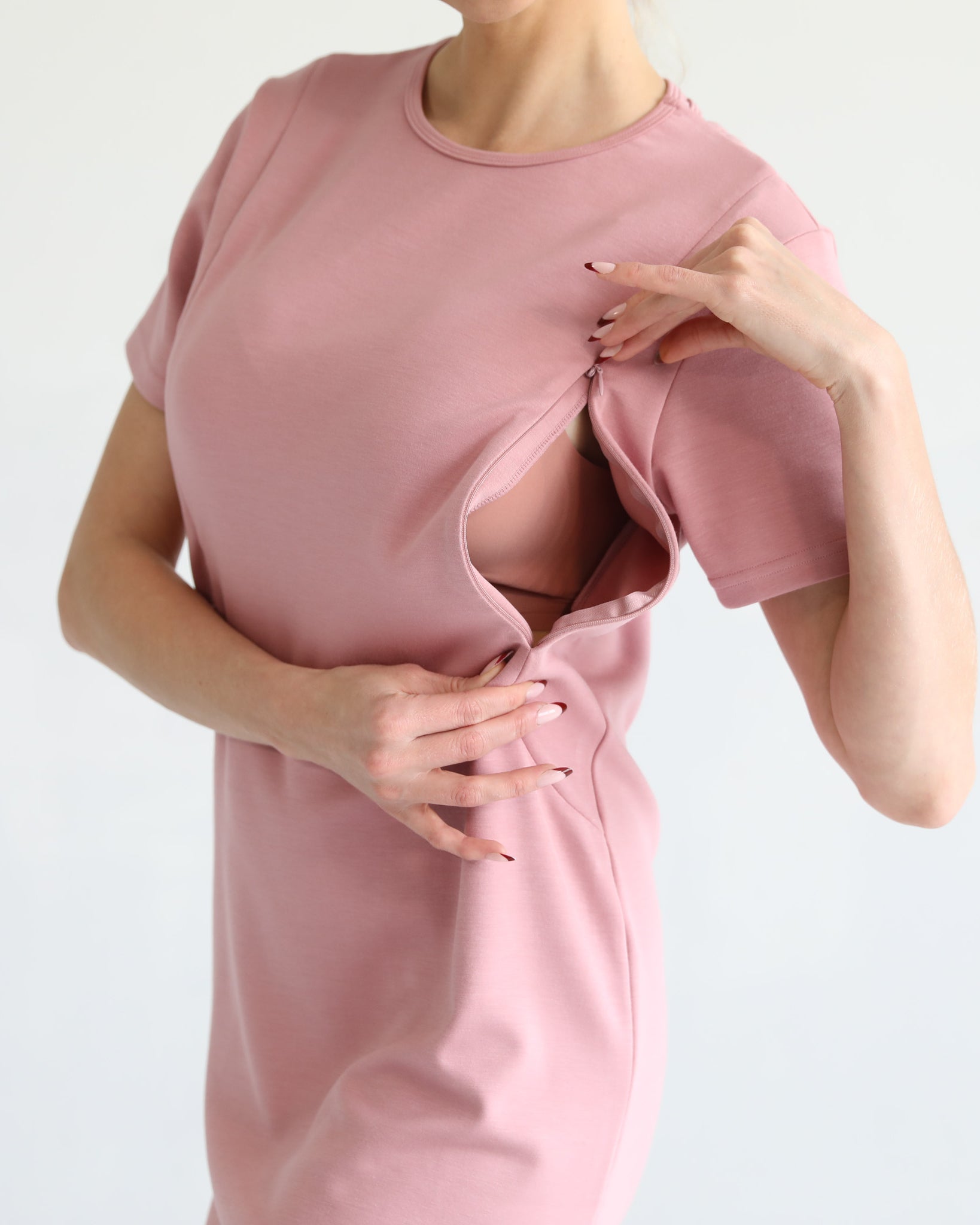 Nursing Tshirt Dress with zippers, Sweat and Milk
