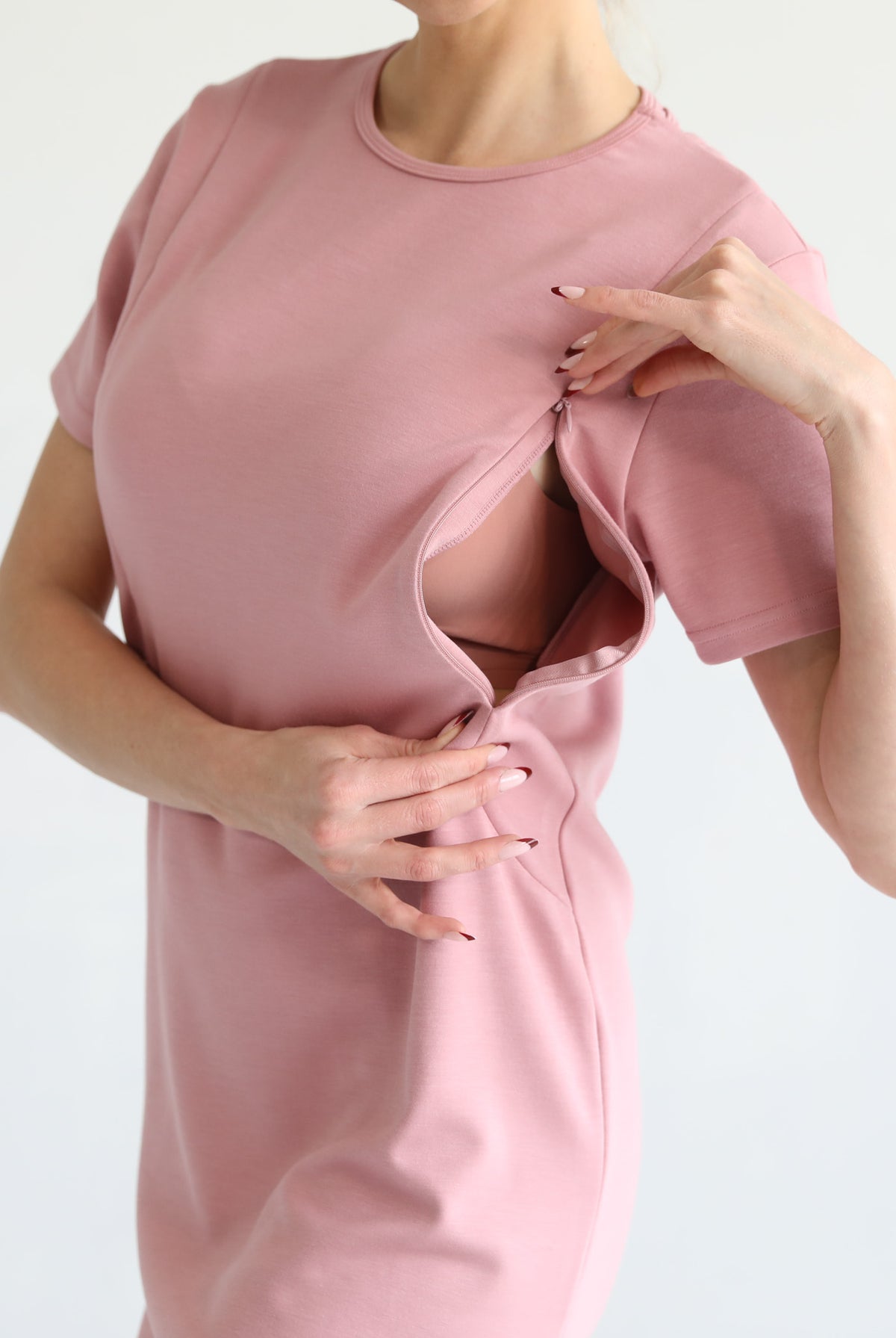 Nursing Tshirt Dress with zippers, Sweat and Milk