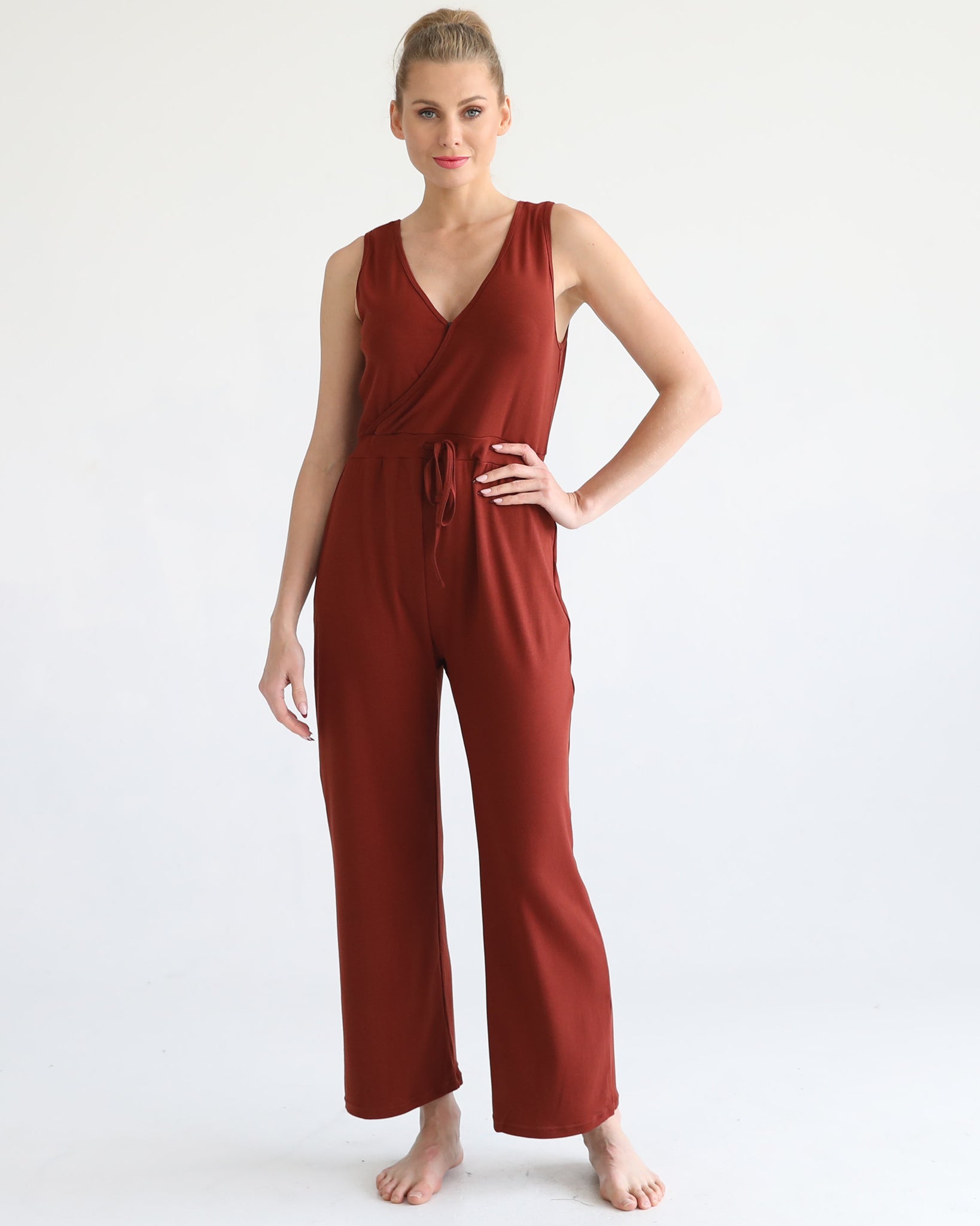 Nursing friendly jump suit, wide legged, sweat and milk
