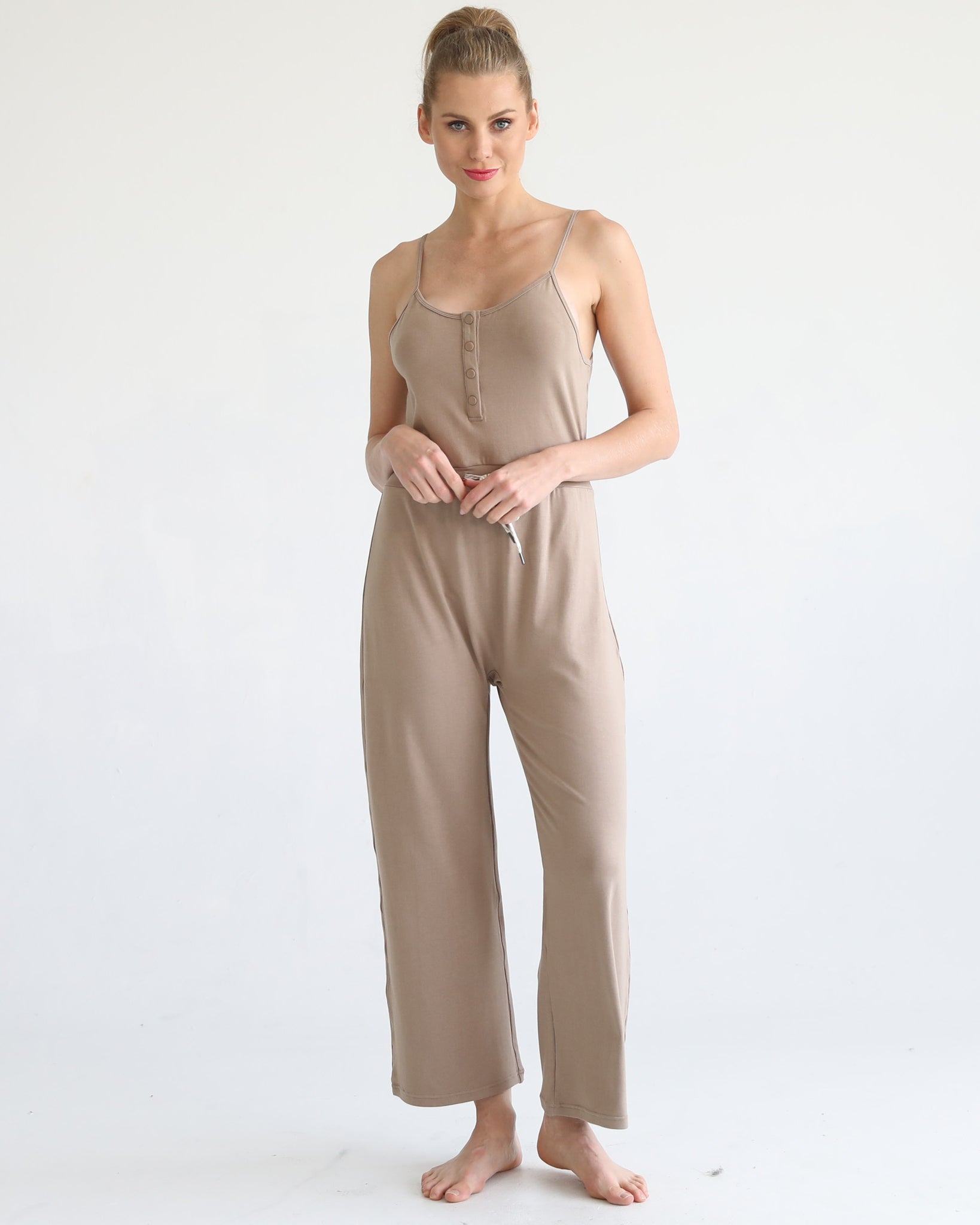 Nursing friendly jump suit, wide legged, sweat and milk