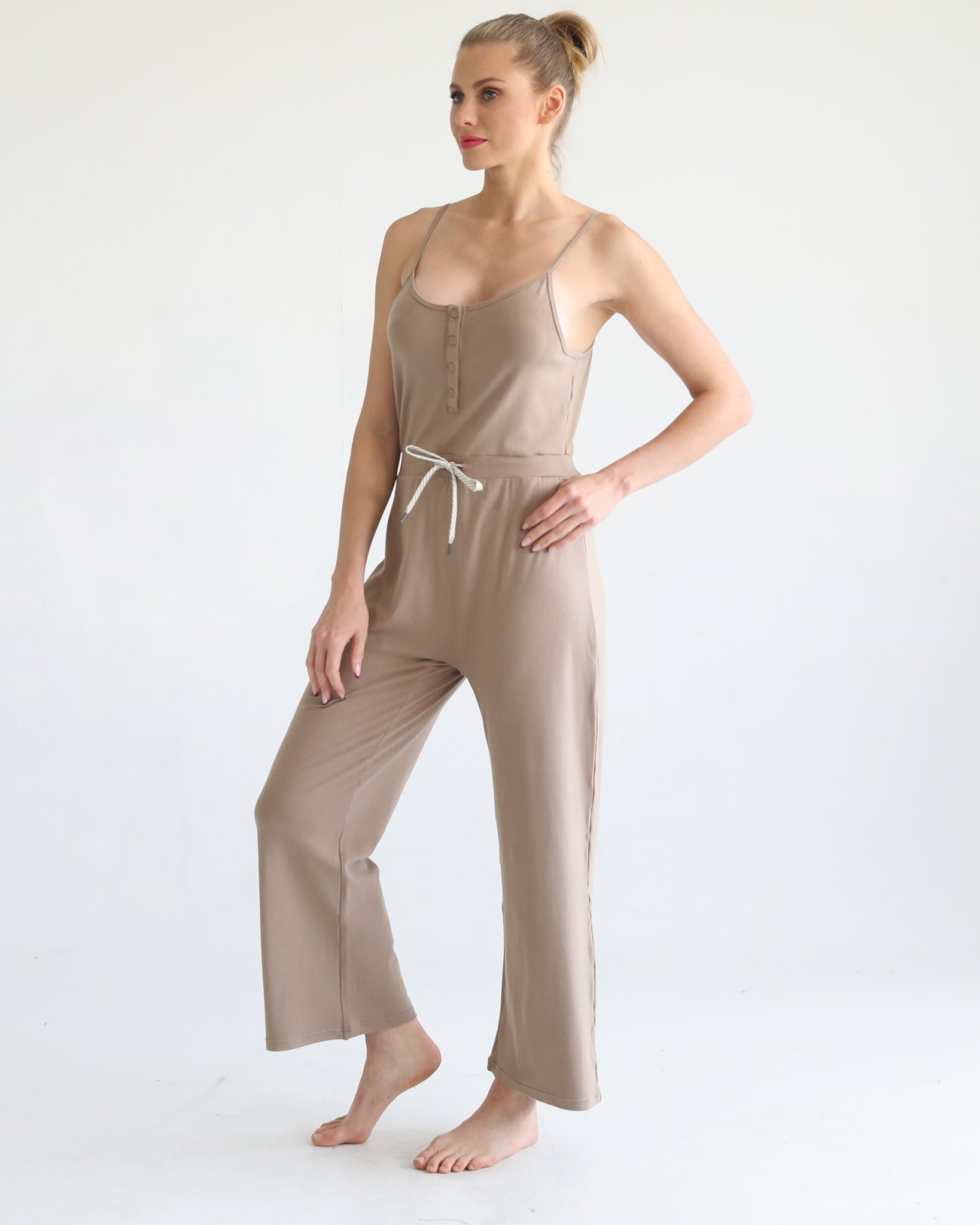 Nursing friendly jump suit, wide legged, sweat and milk