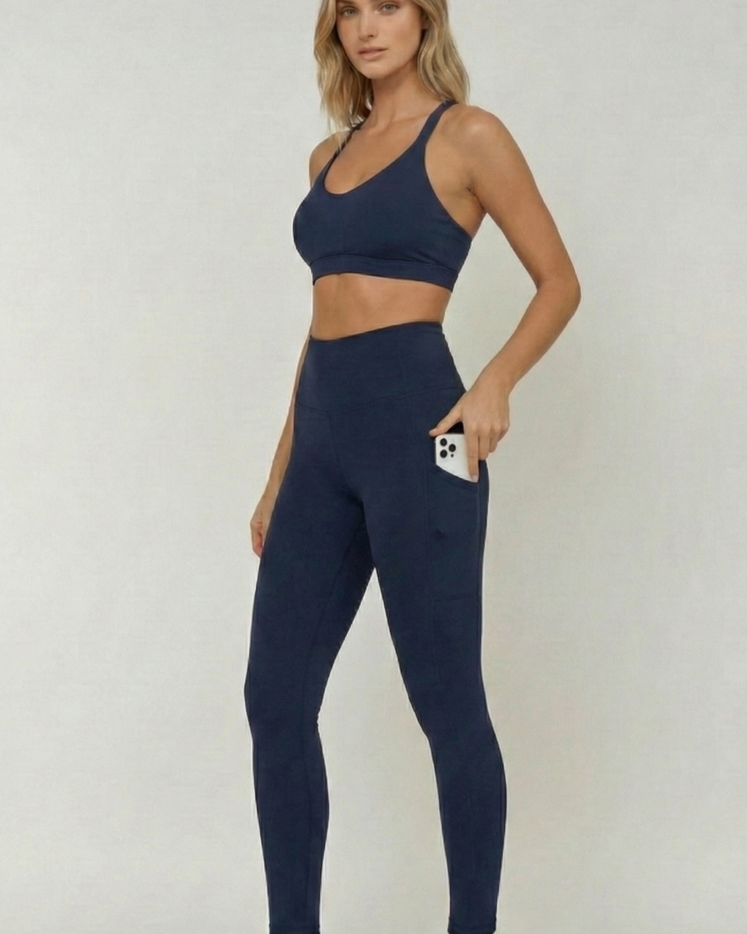 high waist postpartum leggings with pockets, side shot