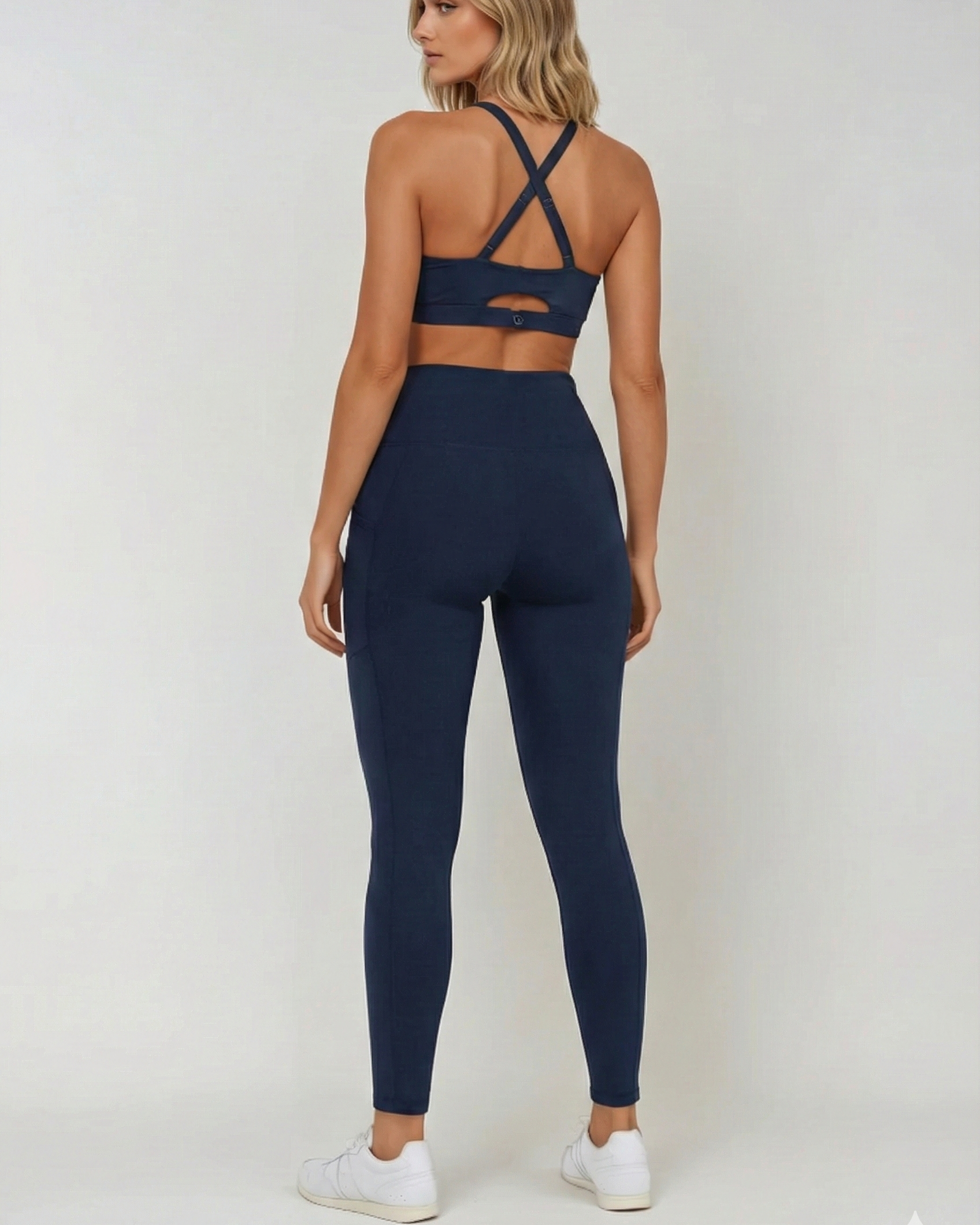 high waist postpartum leggings with pockets, back shot