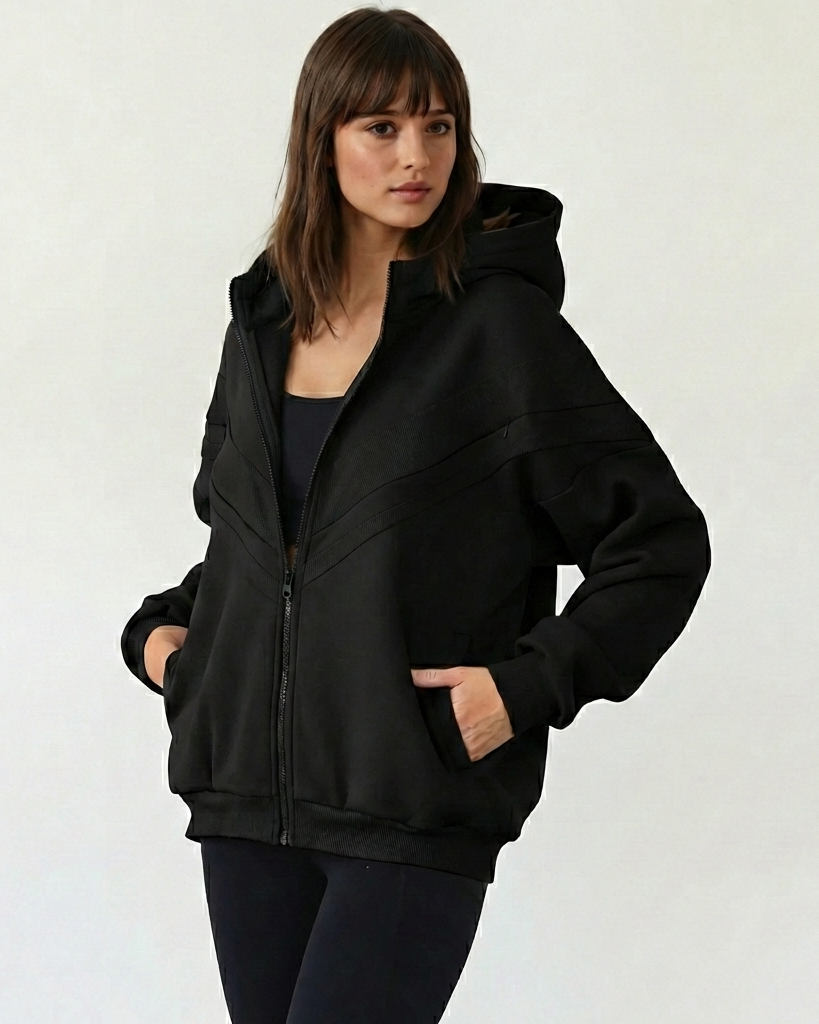 Nursing hoodie, oversized, organic cotton, invisible zipper, sweat and milk, front shot