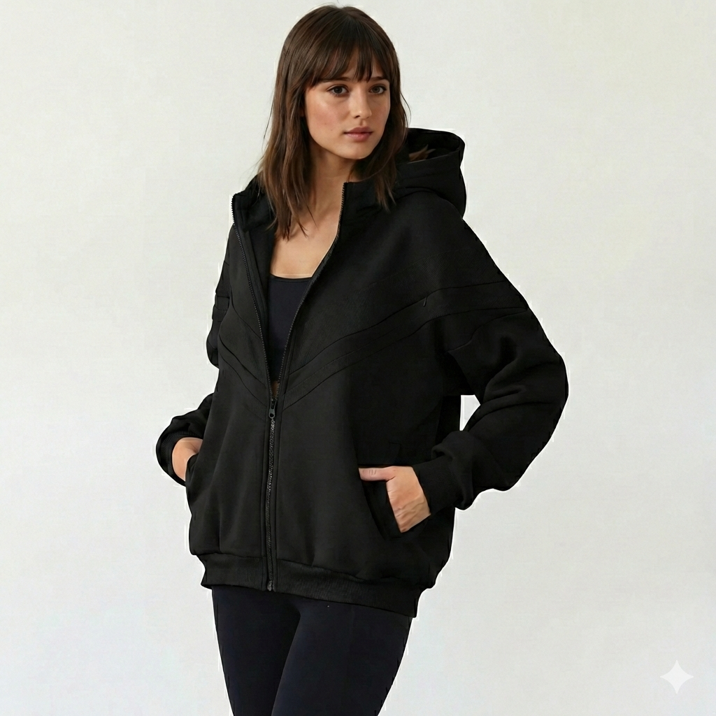 Nursing hoodie, oversized, organic cotton, invisible zipper, sweat and milk, front shot