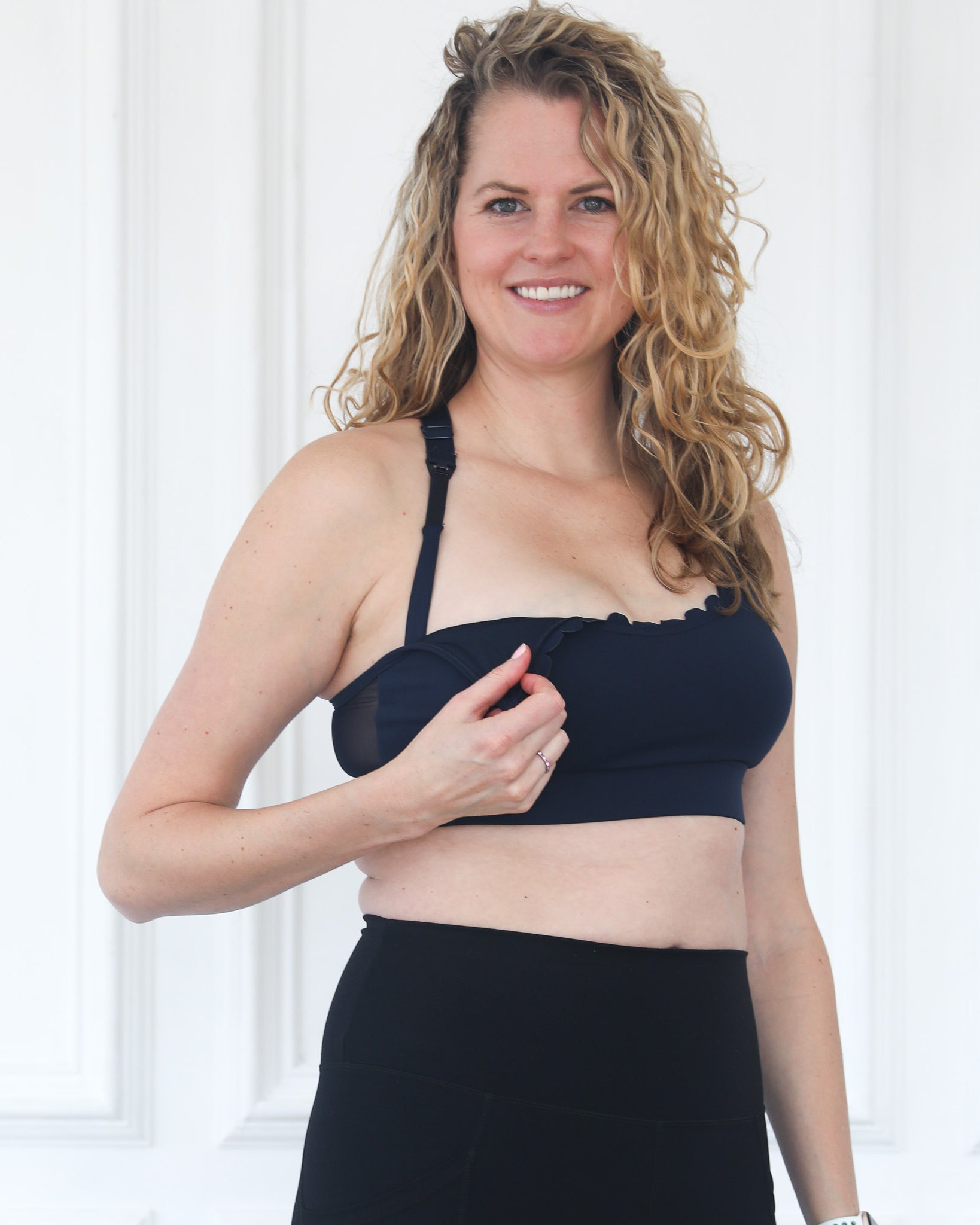 Lucie Nursing Sports Bra, High Impact, Supportive, largest chest, running, navy, Sweat and Milk